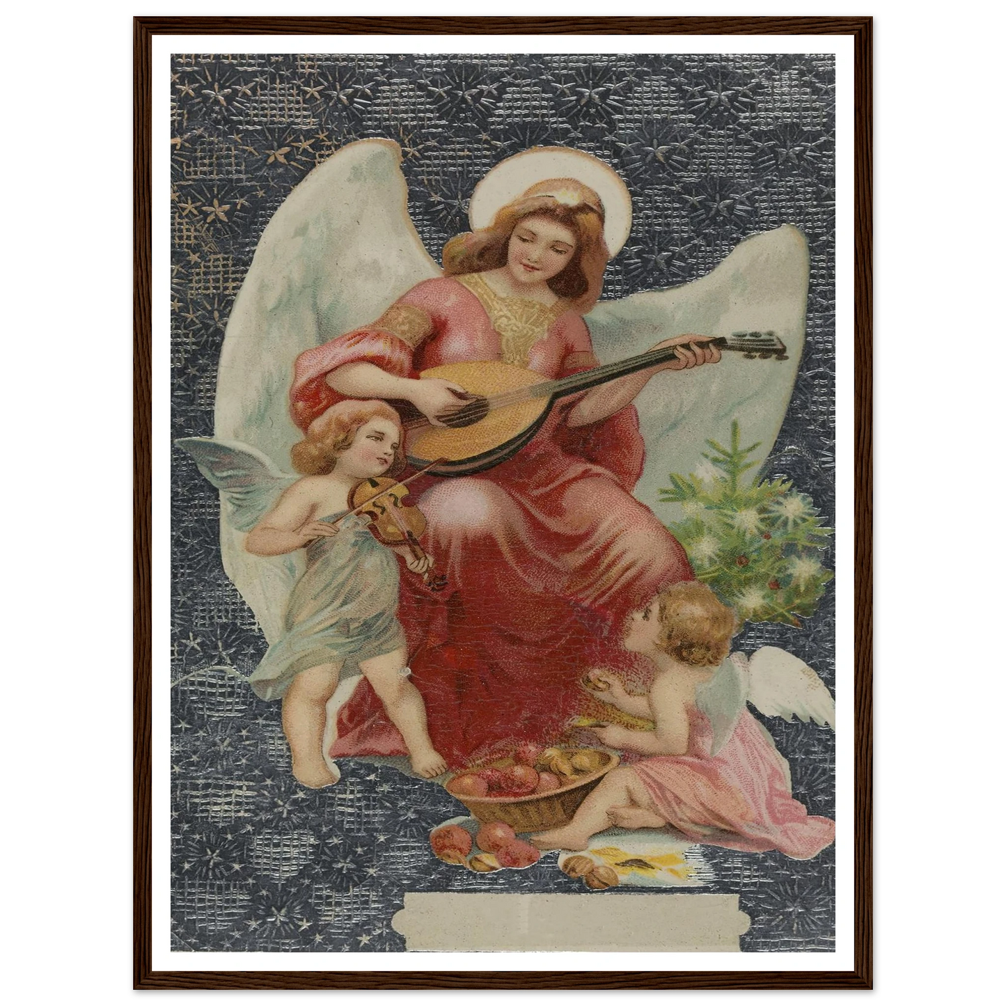 Angel Playing Mandolin - Framed Poster - 30x40 cm / 12x16″ - Black frame
