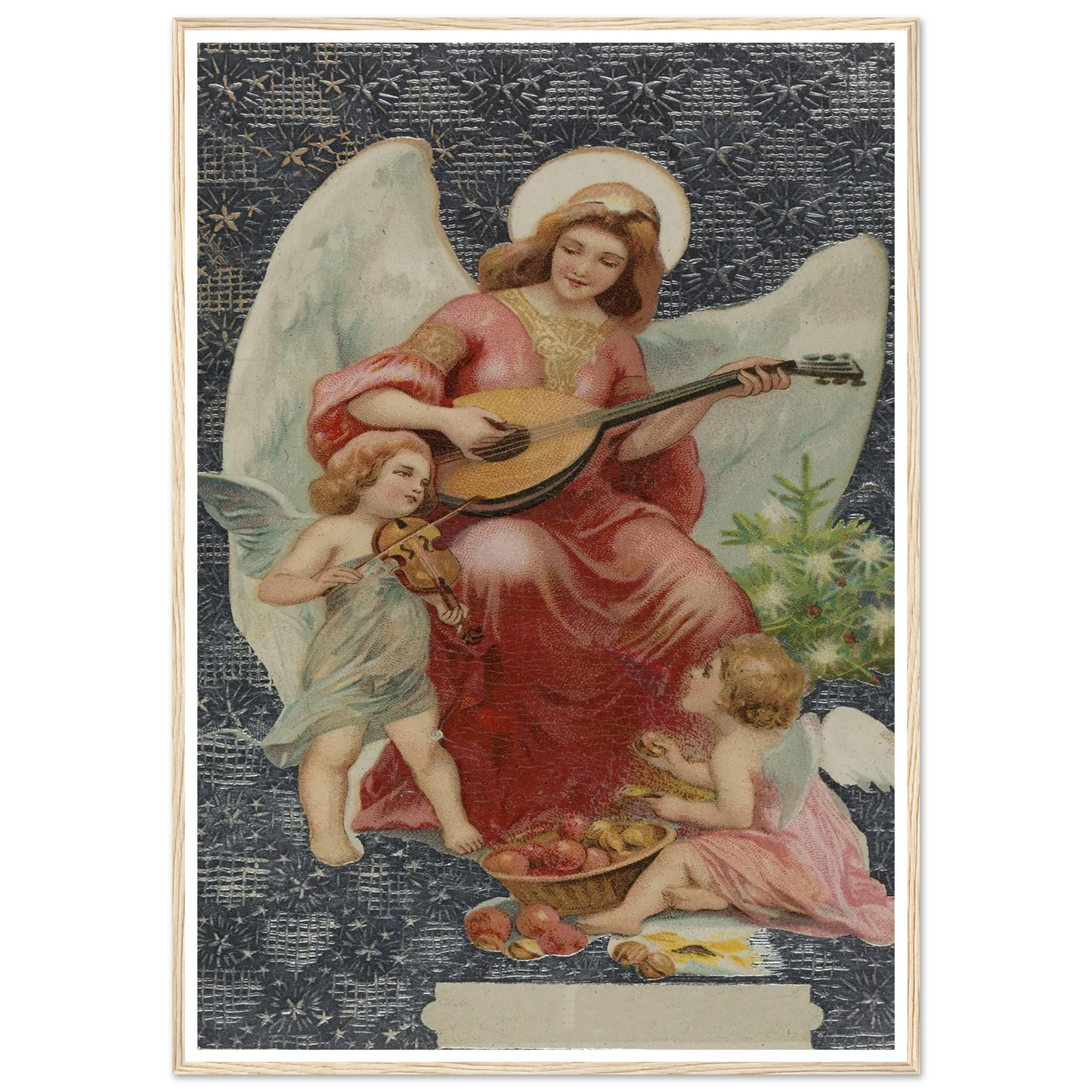Angel Playing Mandolin - Framed Poster - 30x40 cm / 12x16″ - Black frame