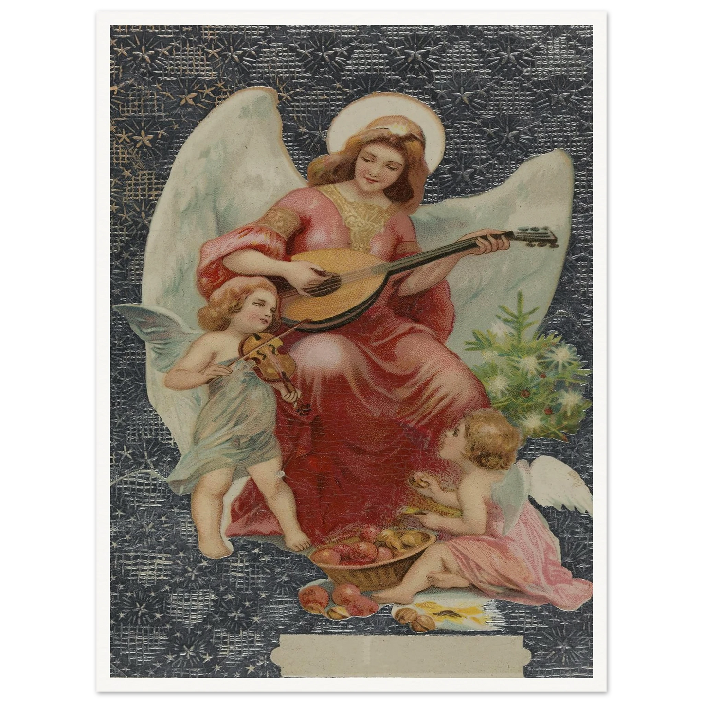 Angel Playing Mandolin - Framed Poster - 30x40 cm / 12x16″ - Black frame