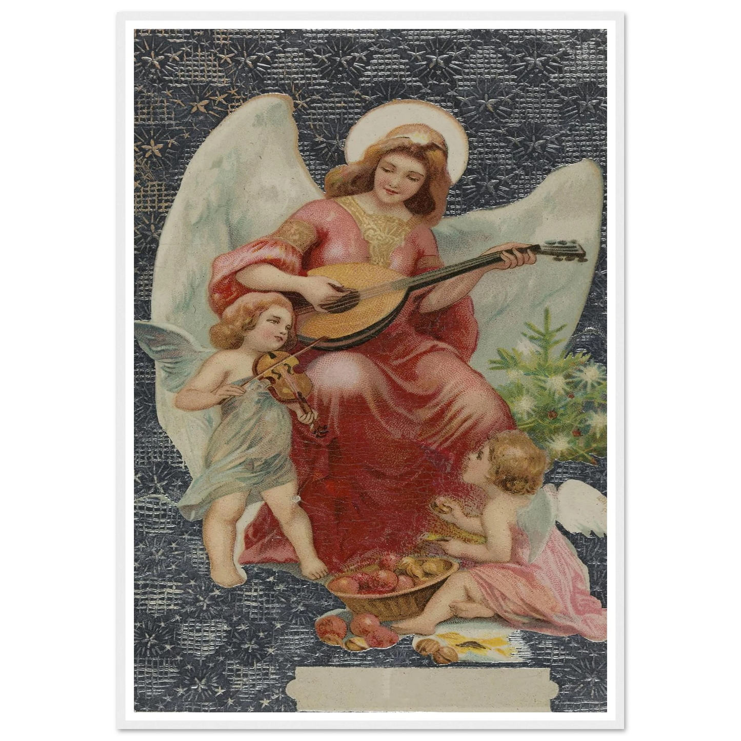 Angel Playing Mandolin - Framed Poster - 30x40 cm / 12x16″ - Black frame