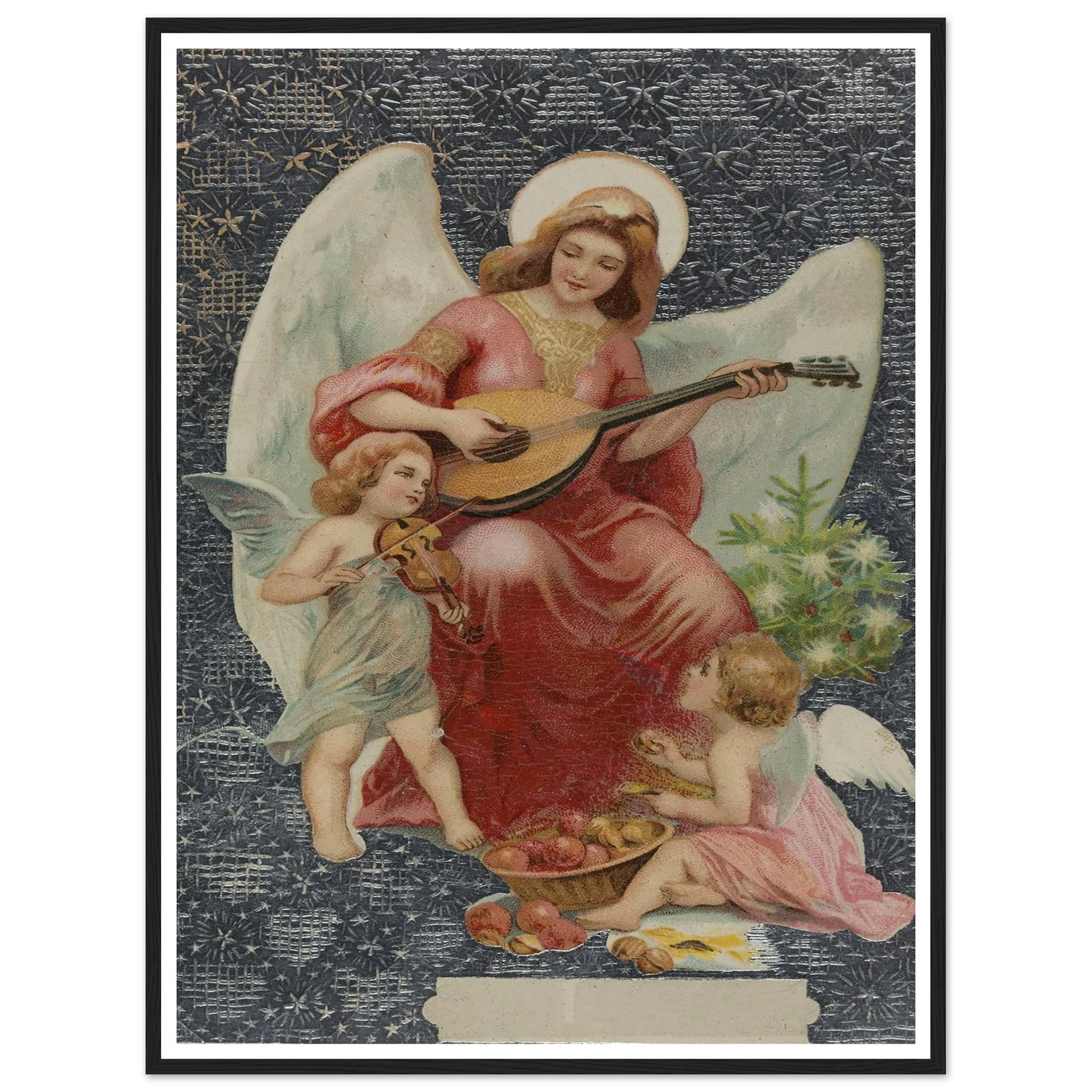 Angel Playing Mandolin - Framed Poster - 30x40 cm / 12x16″ - Black frame