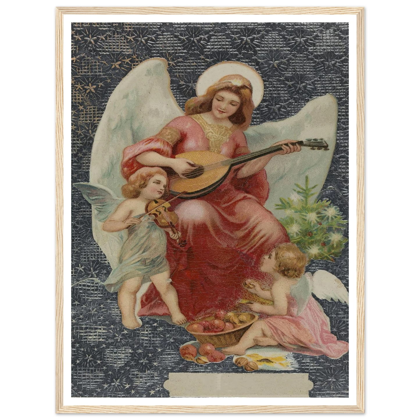 Angel Playing Mandolin - Framed Poster - 30x40 cm / 12x16″ - Black frame