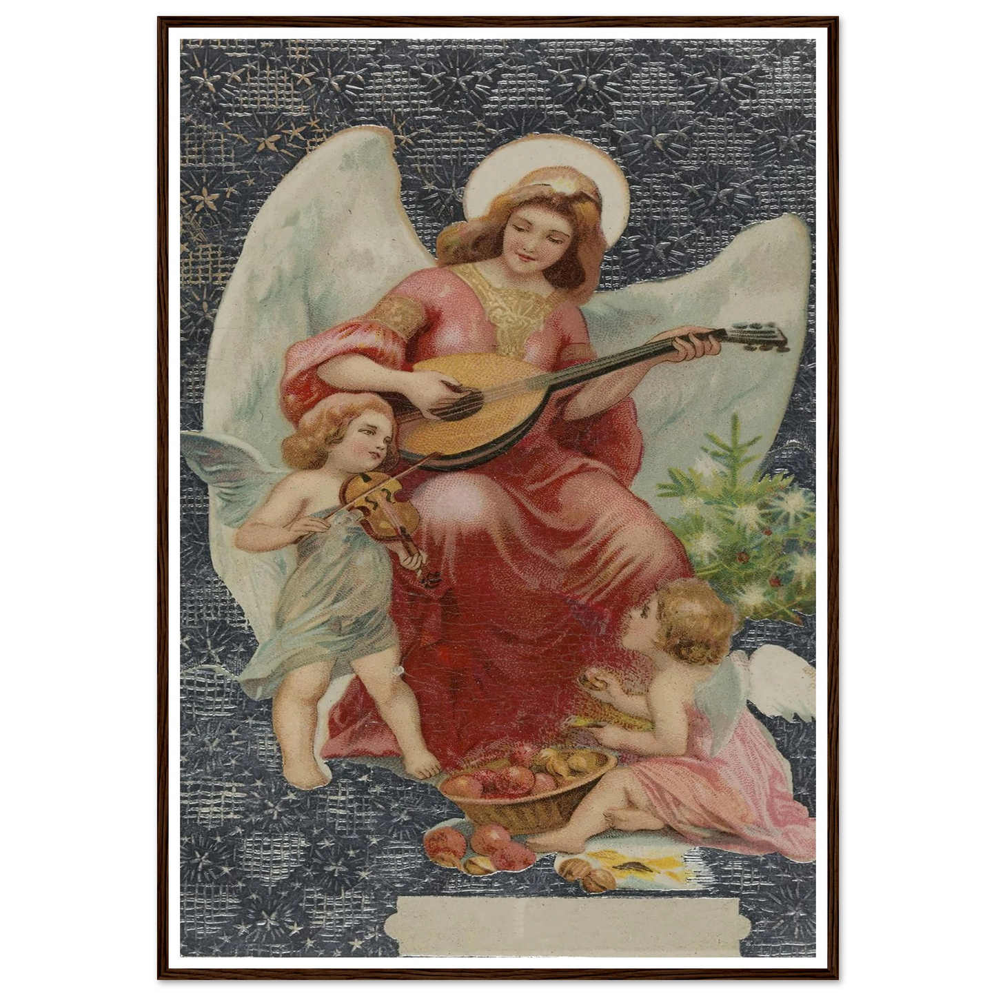 Angel Playing Mandolin - Framed Poster - 30x40 cm / 12x16″ - Black frame