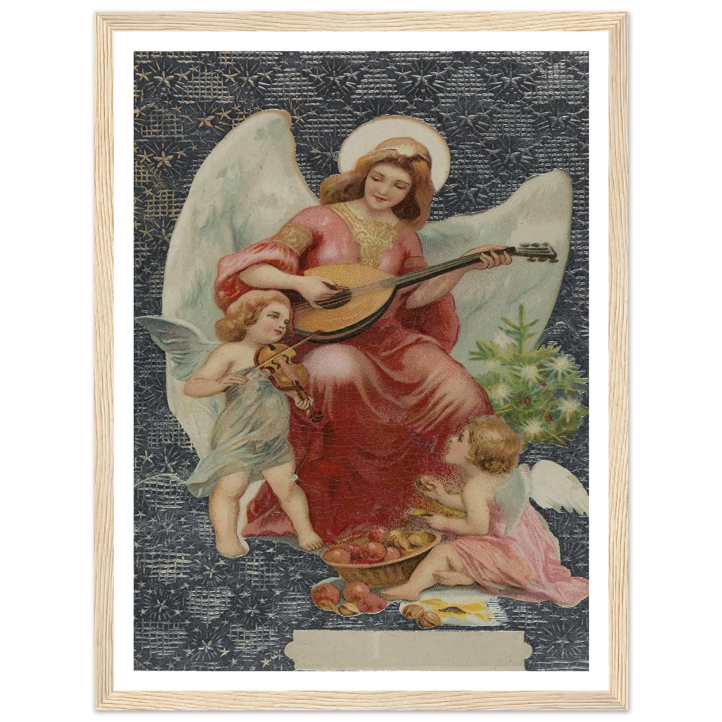 Angel Playing Mandolin - Framed Poster - 30x40 cm / 12x16″ - Black frame