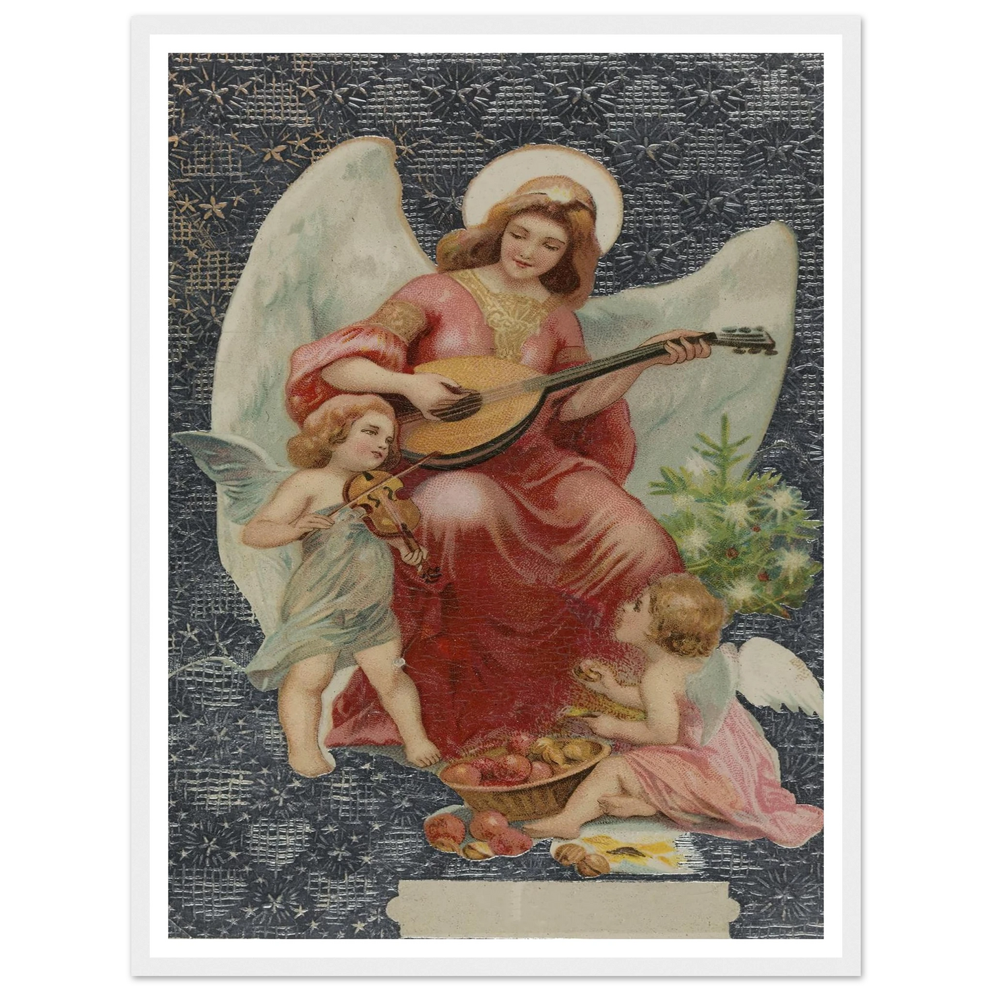 Angel Playing Mandolin - Framed Poster - 30x40 cm / 12x16″ - Black frame