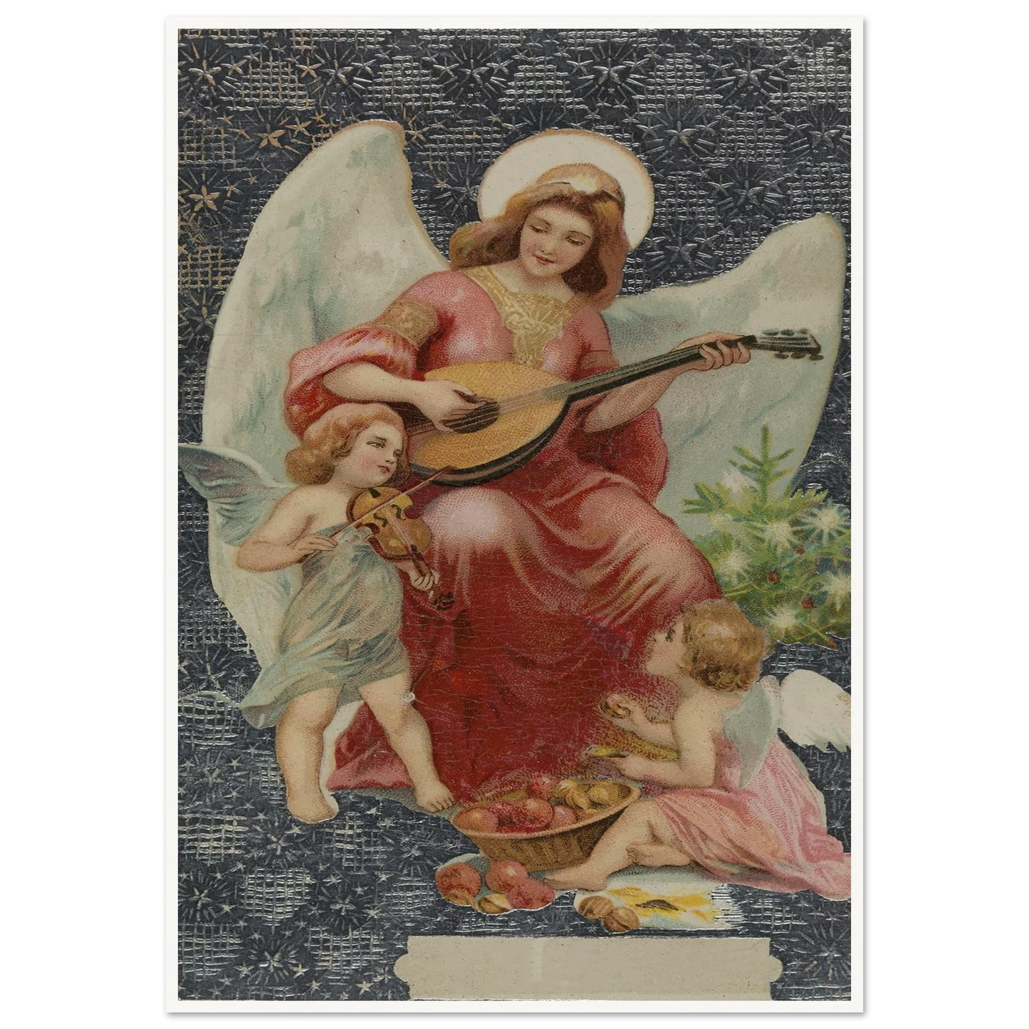 Angel Playing Mandolin - Framed Poster - 30x40 cm / 12x16″ - Black frame