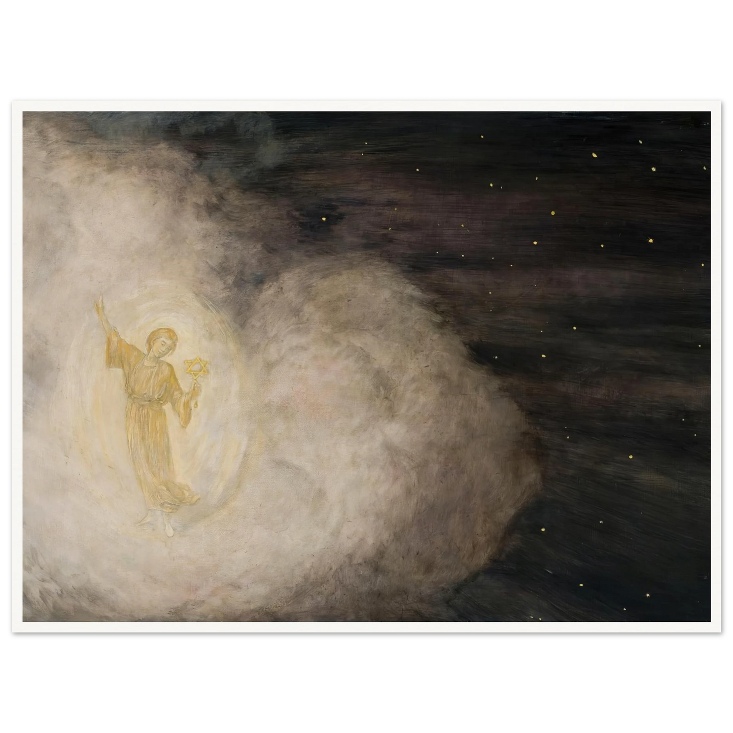 Angel with the star of Bethlehem (1850-1924) Art Print | Hans Thoma - Framed Poster - 30x40 cm / 12x16″ - Black frame