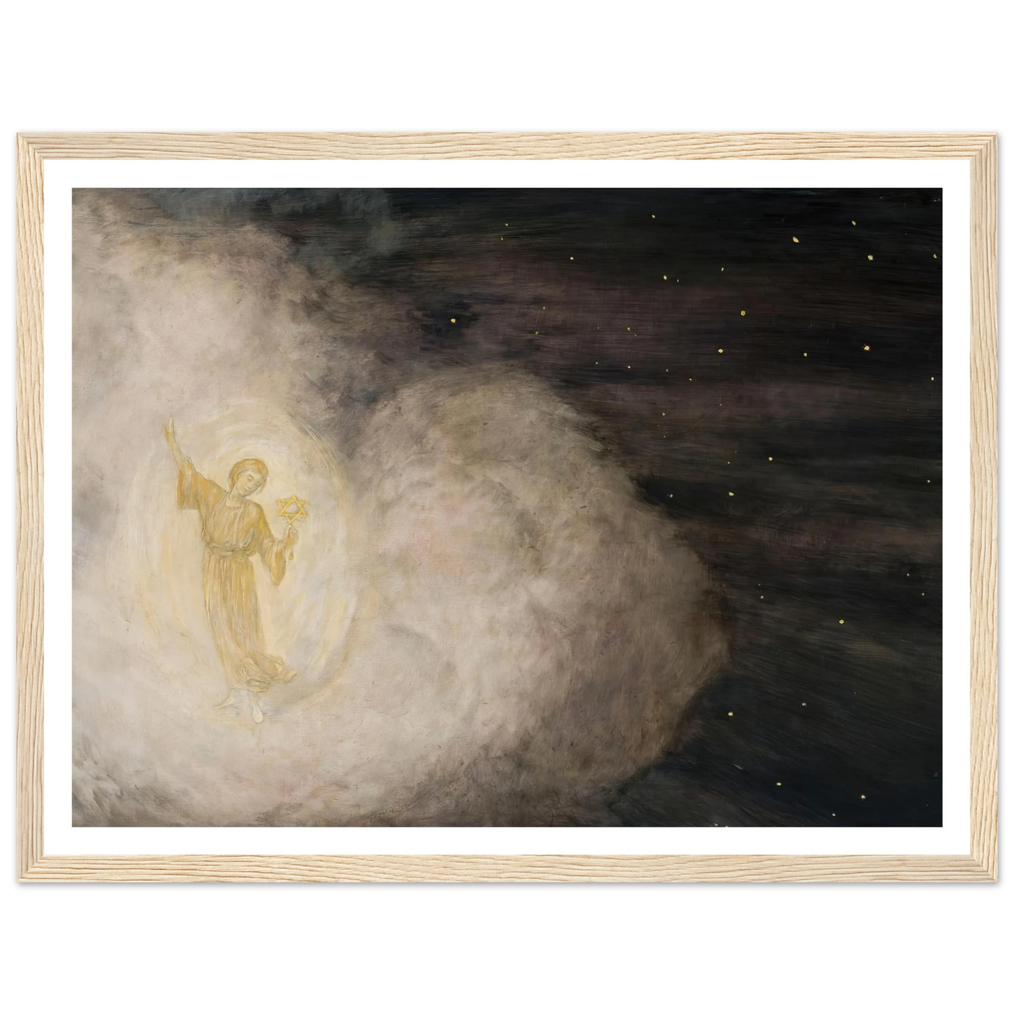 Angel with the star of Bethlehem (1850-1924) Art Print | Hans Thoma - Framed Poster - 30x40 cm / 12x16″ - Black frame
