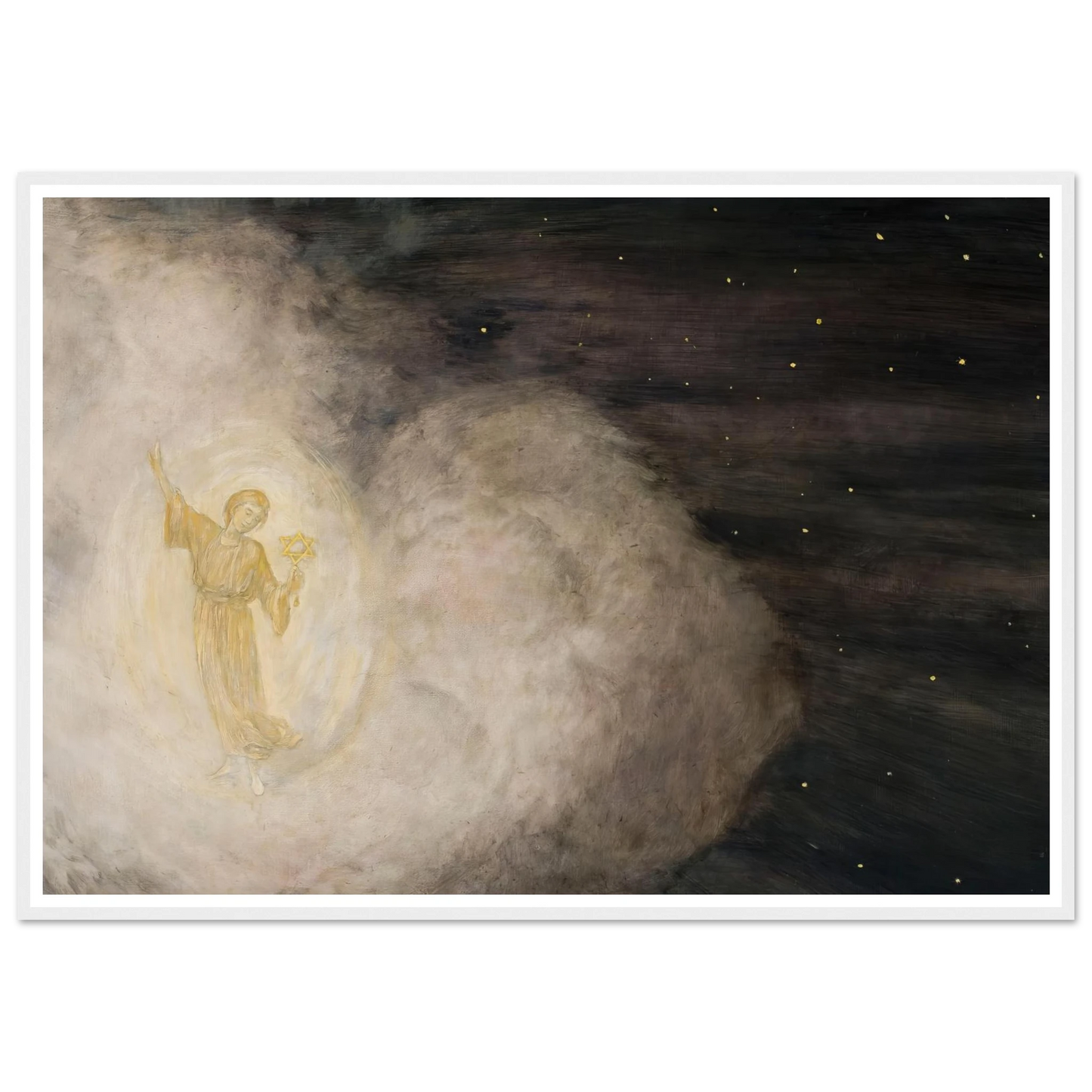 Angel with the star of Bethlehem (1850-1924) Art Print | Hans Thoma - Framed Poster - 30x40 cm / 12x16″ - Black frame