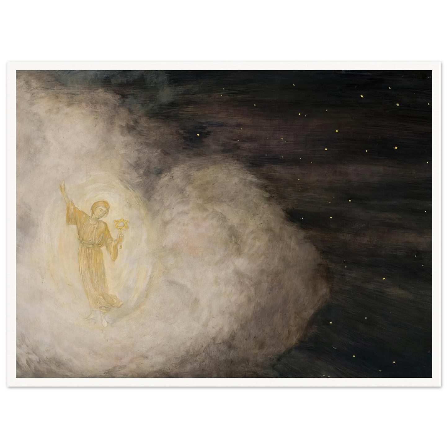 Angel with the star of Bethlehem (1850-1924) Art Print | Hans Thoma - Framed Poster - 30x40 cm / 12x16″ - Black frame