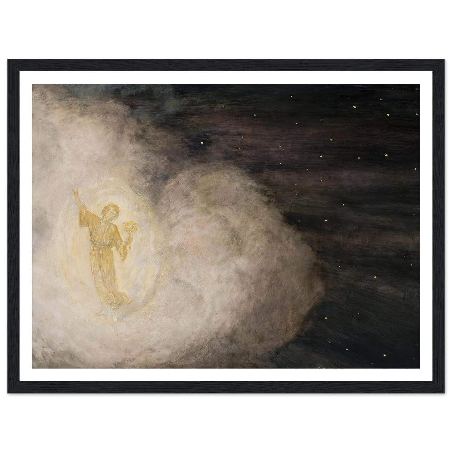 Angel with the star of Bethlehem (1850-1924) Art Print | Hans Thoma - Framed Poster - 30x40 cm / 12x16″ - Black frame