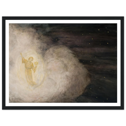 Angel with the star of Bethlehem (1850-1924) Art Print | Hans Thoma - Framed Poster - 30x40 cm / 12x16″ - Black frame