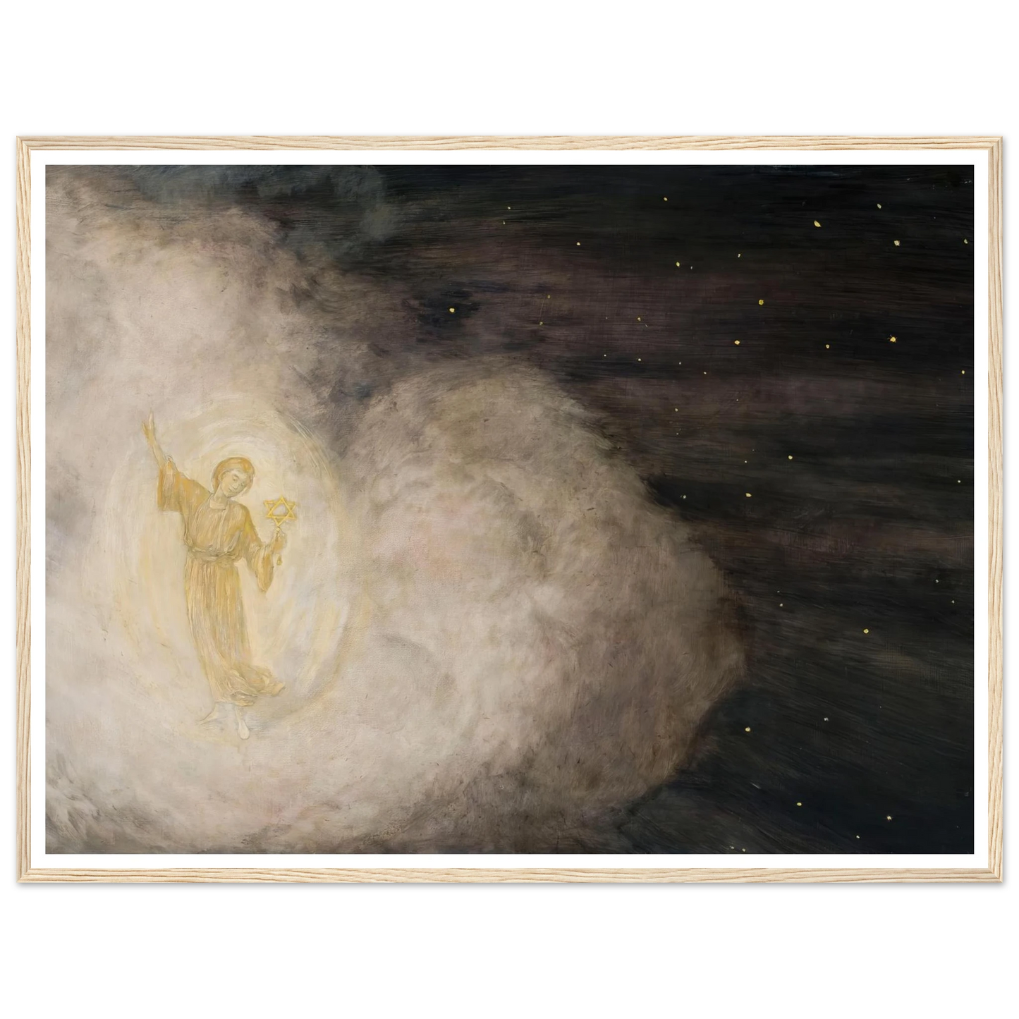 Angel with the star of Bethlehem (1850-1924) Art Print | Hans Thoma - Framed Poster - 30x40 cm / 12x16″ - Black frame