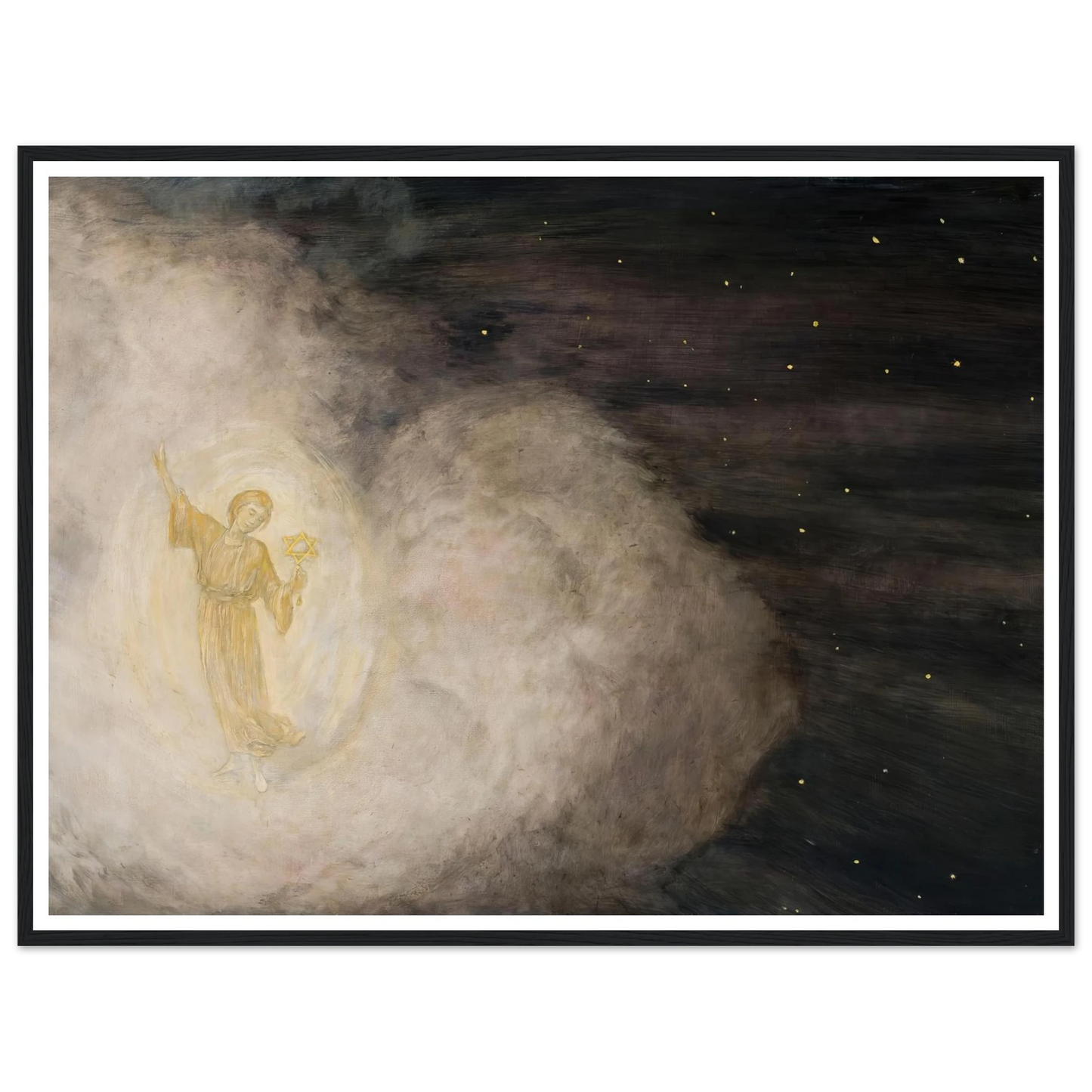 Angel with the star of Bethlehem (1850-1924) Art Print | Hans Thoma - Framed Poster - 30x40 cm / 12x16″ - Black frame