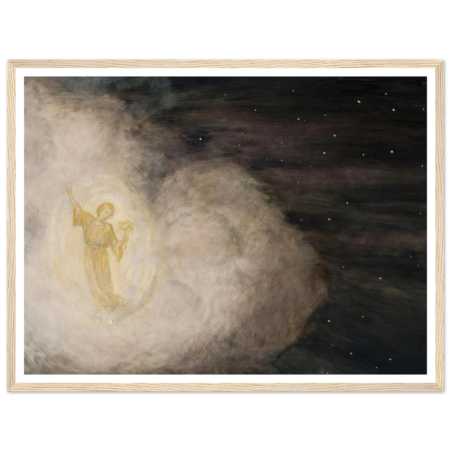Angel with the star of Bethlehem (1850-1924) Art Print | Hans Thoma - Framed Poster - 30x40 cm / 12x16″ - Black frame