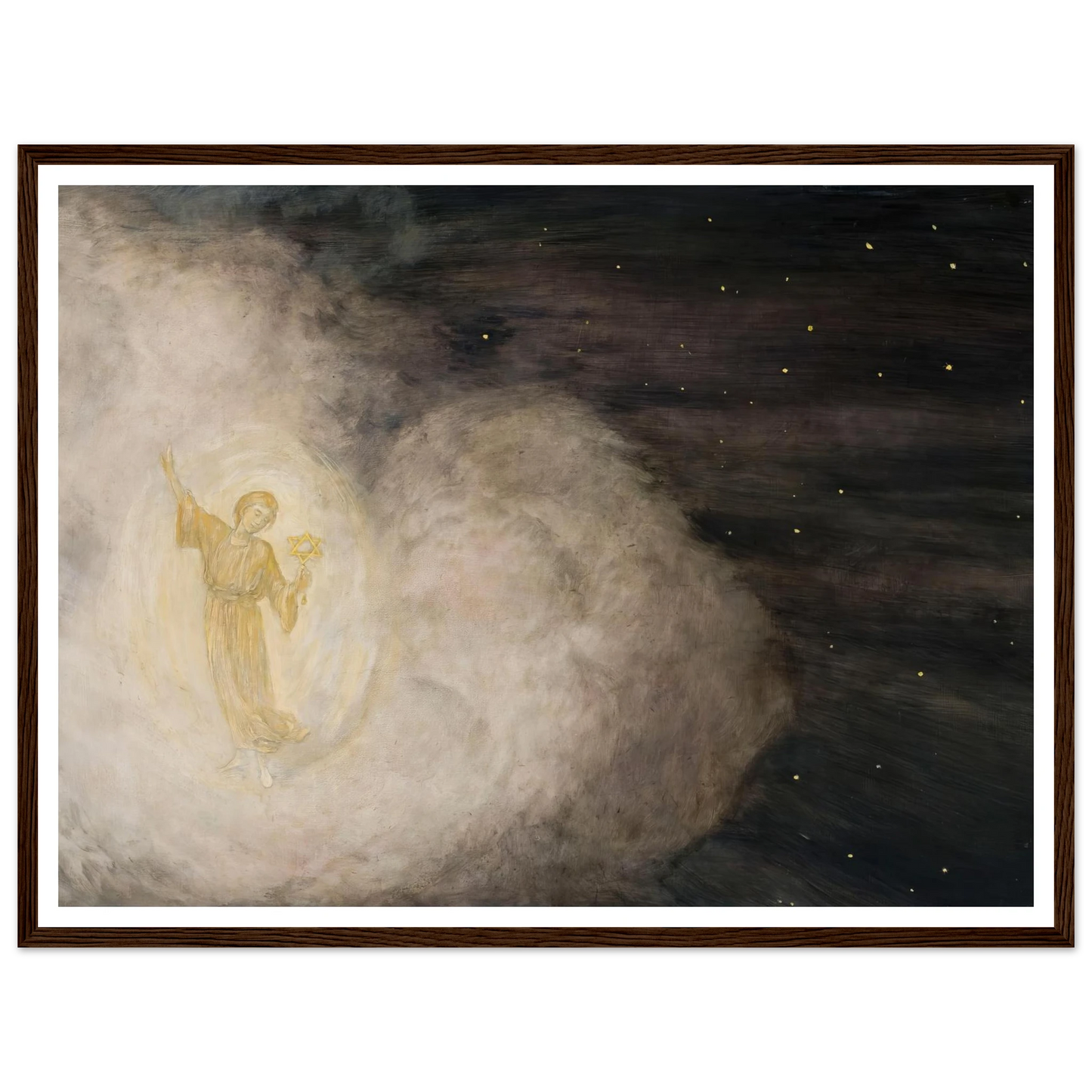 Angel with the star of Bethlehem (1850-1924) Art Print | Hans Thoma - Framed Poster - 30x40 cm / 12x16″ - Black frame