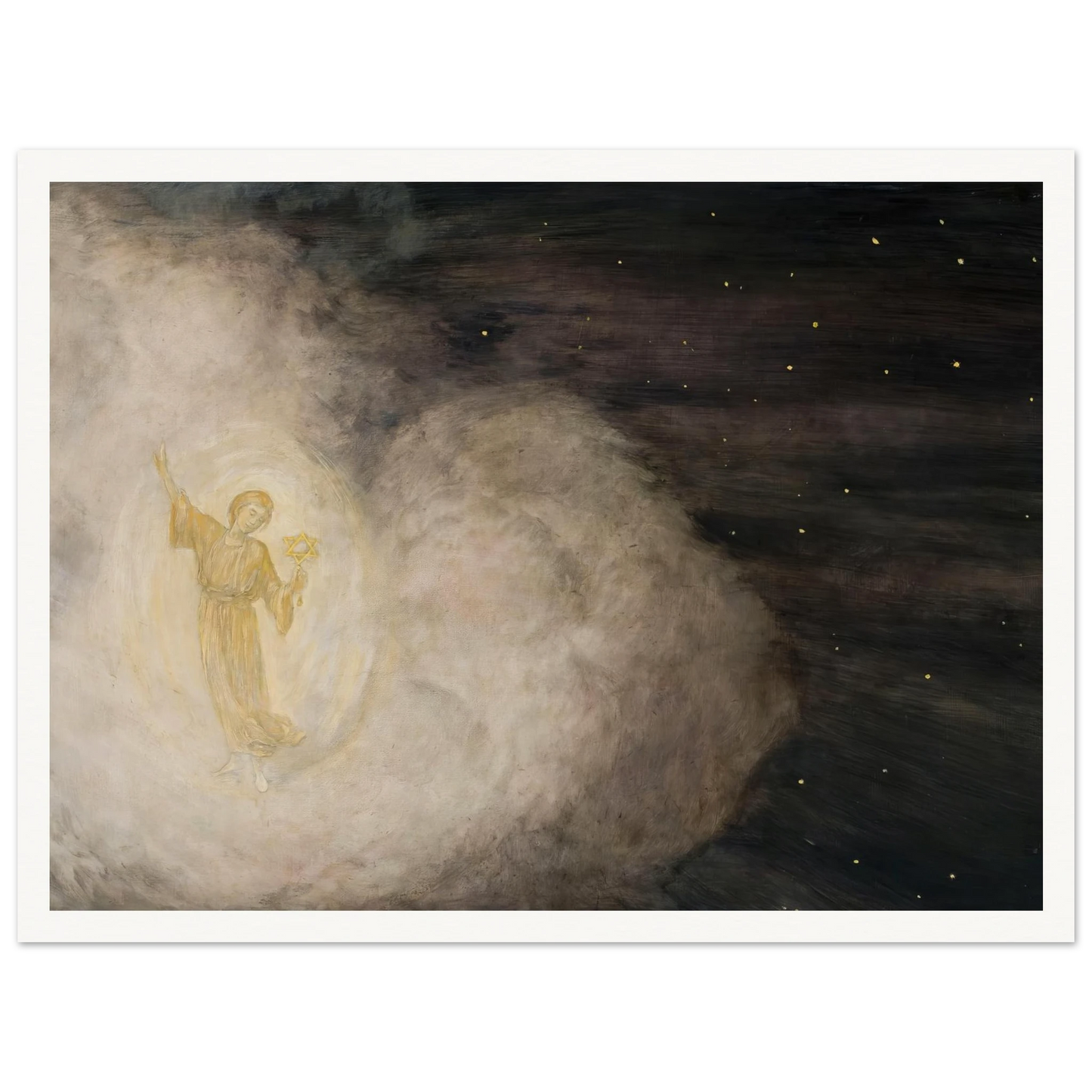 Angel with the star of Bethlehem (1850-1924) Art Print | Hans Thoma - Framed Poster - 30x40 cm / 12x16″ - Black frame