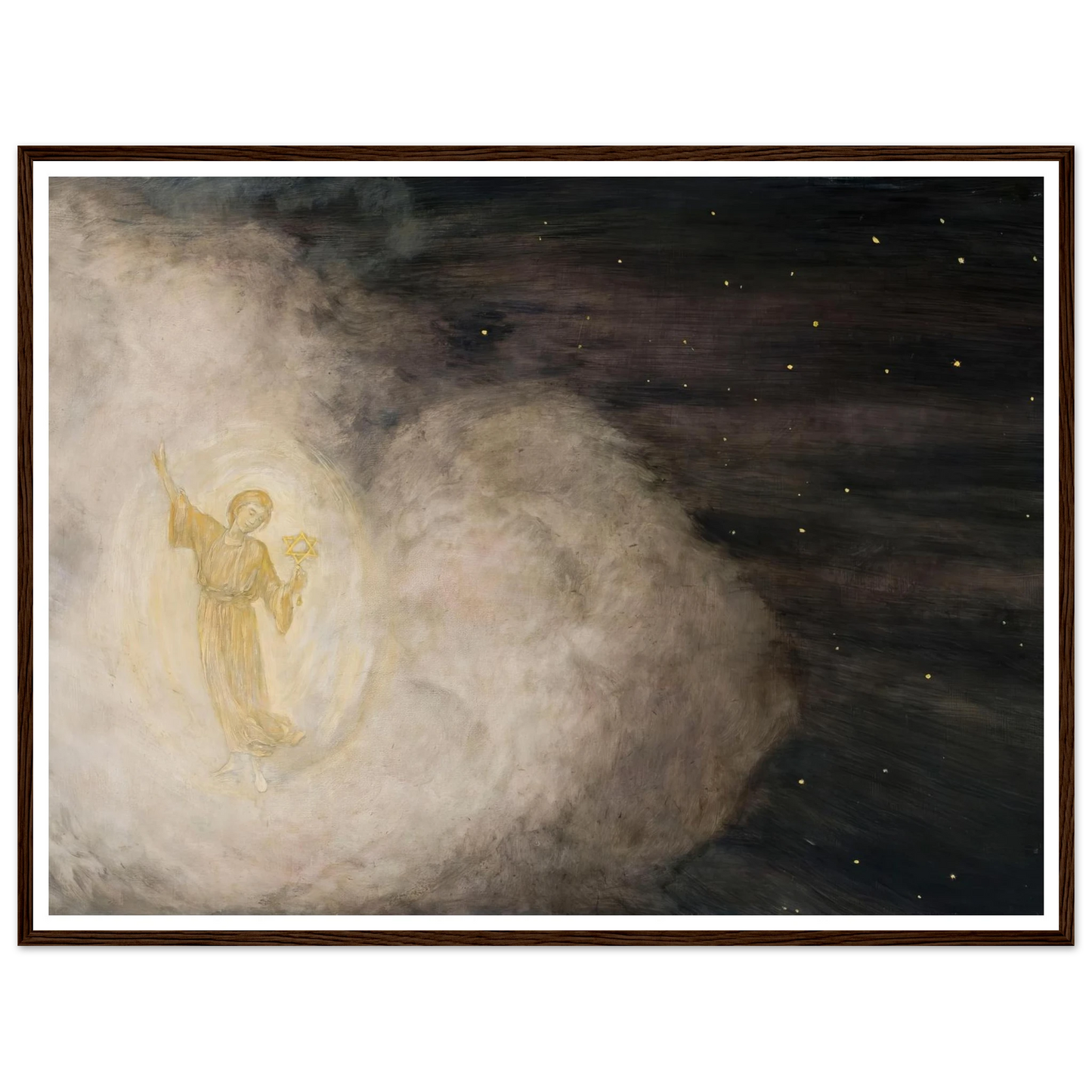 Angel with the star of Bethlehem (1850-1924) Art Print | Hans Thoma - Framed Poster - 30x40 cm / 12x16″ - Black frame