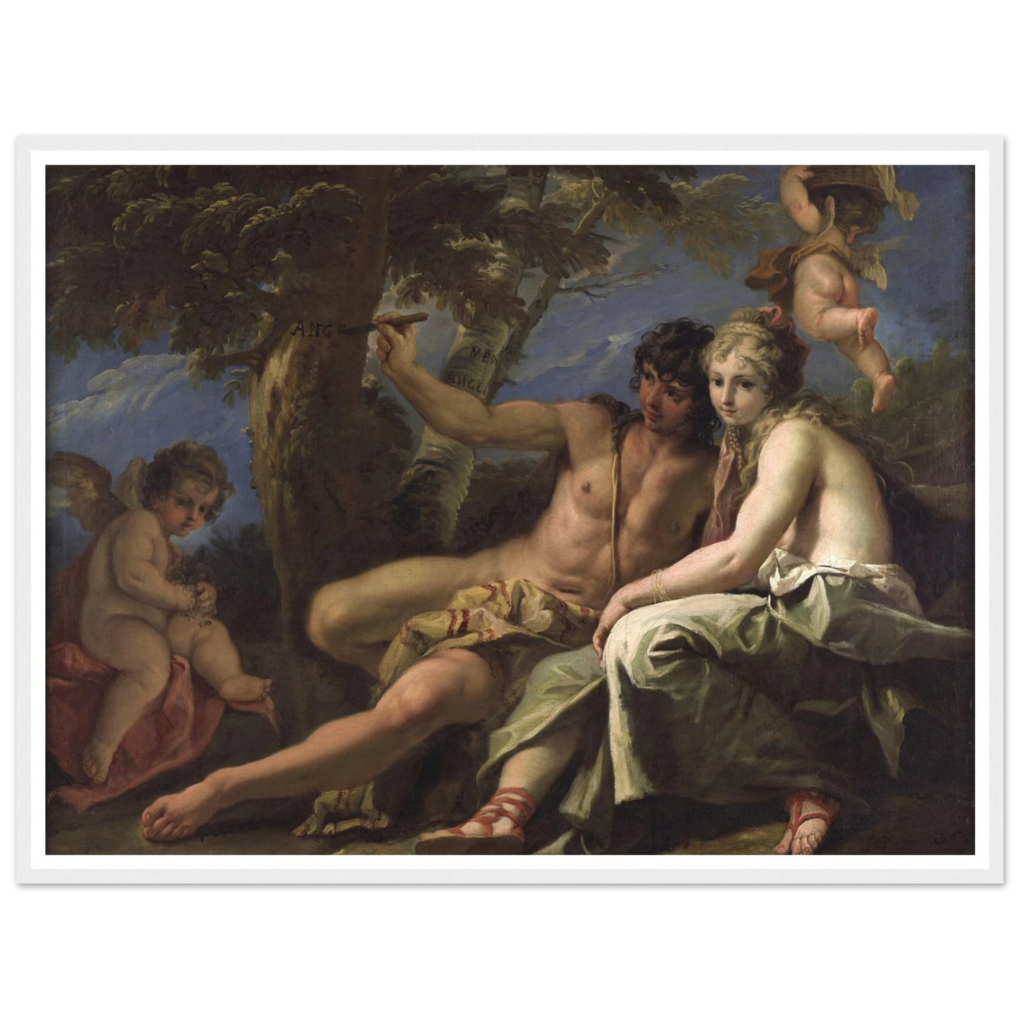 Angelica and Medoro (circa 1716) Art Print | Sebastiano Ricci - Framed Poster - 30x40 cm / 12x16″ - Black frame