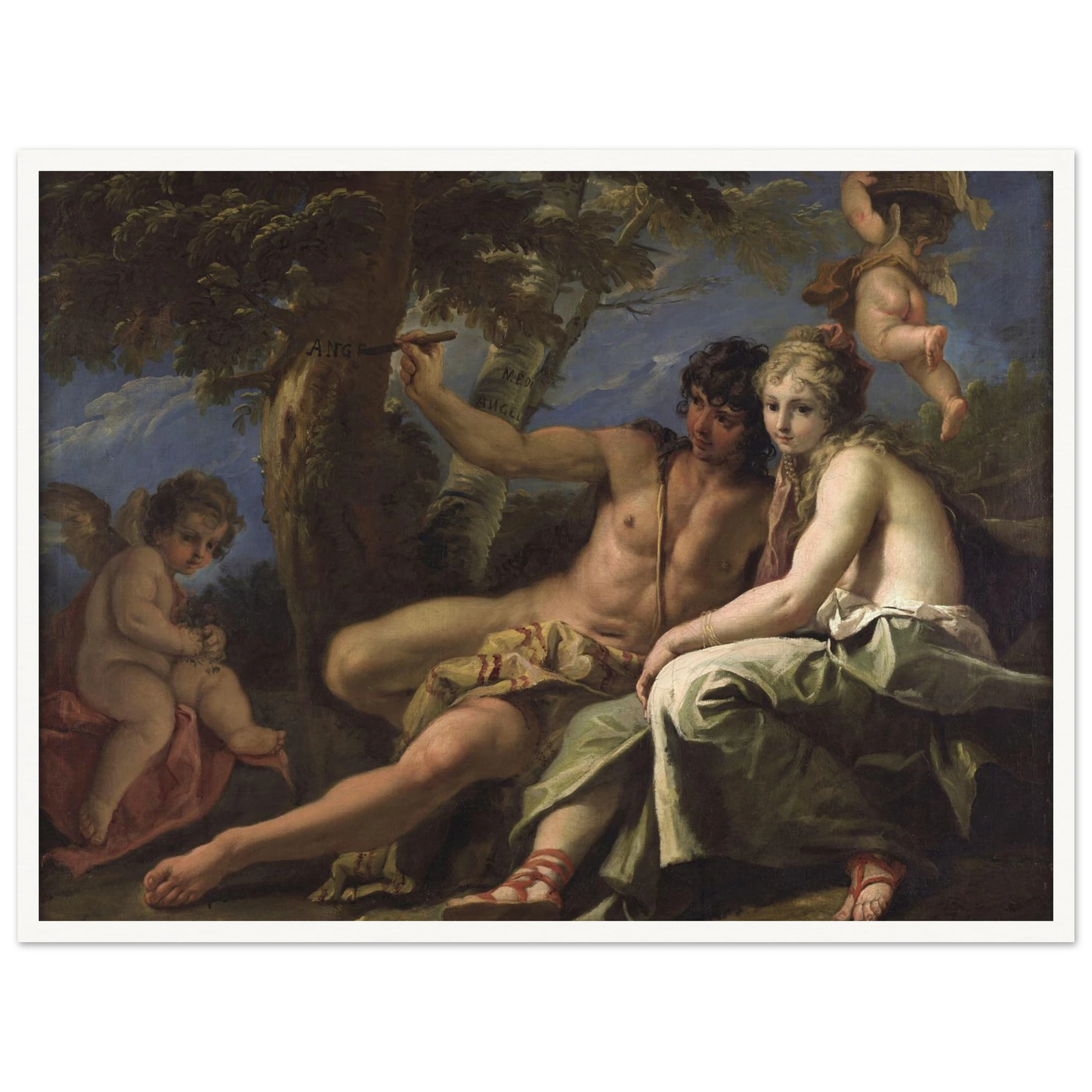 Angelica and Medoro (circa 1716) Art Print | Sebastiano Ricci - Framed Poster - 30x40 cm / 12x16″ - Black frame