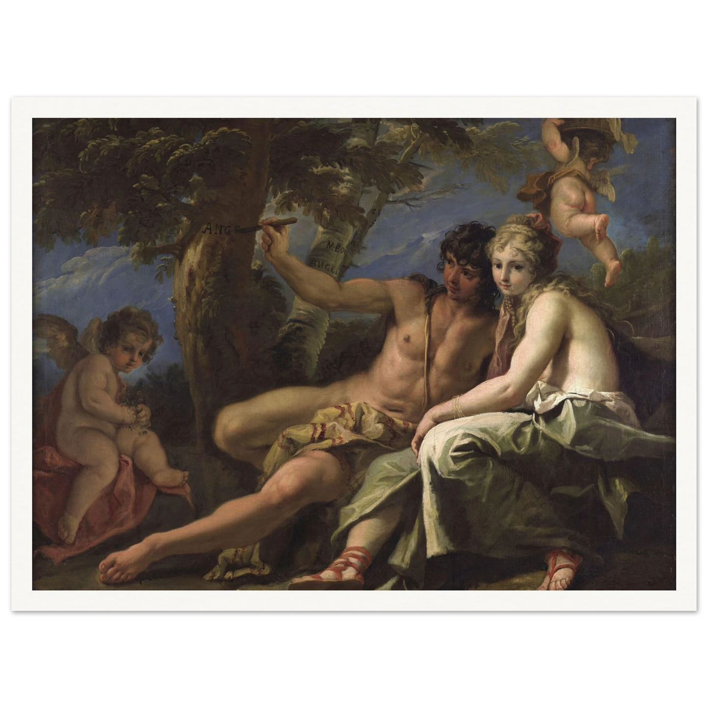Angelica and Medoro (circa 1716) Art Print | Sebastiano Ricci - Framed Poster - 30x40 cm / 12x16″ - Black frame