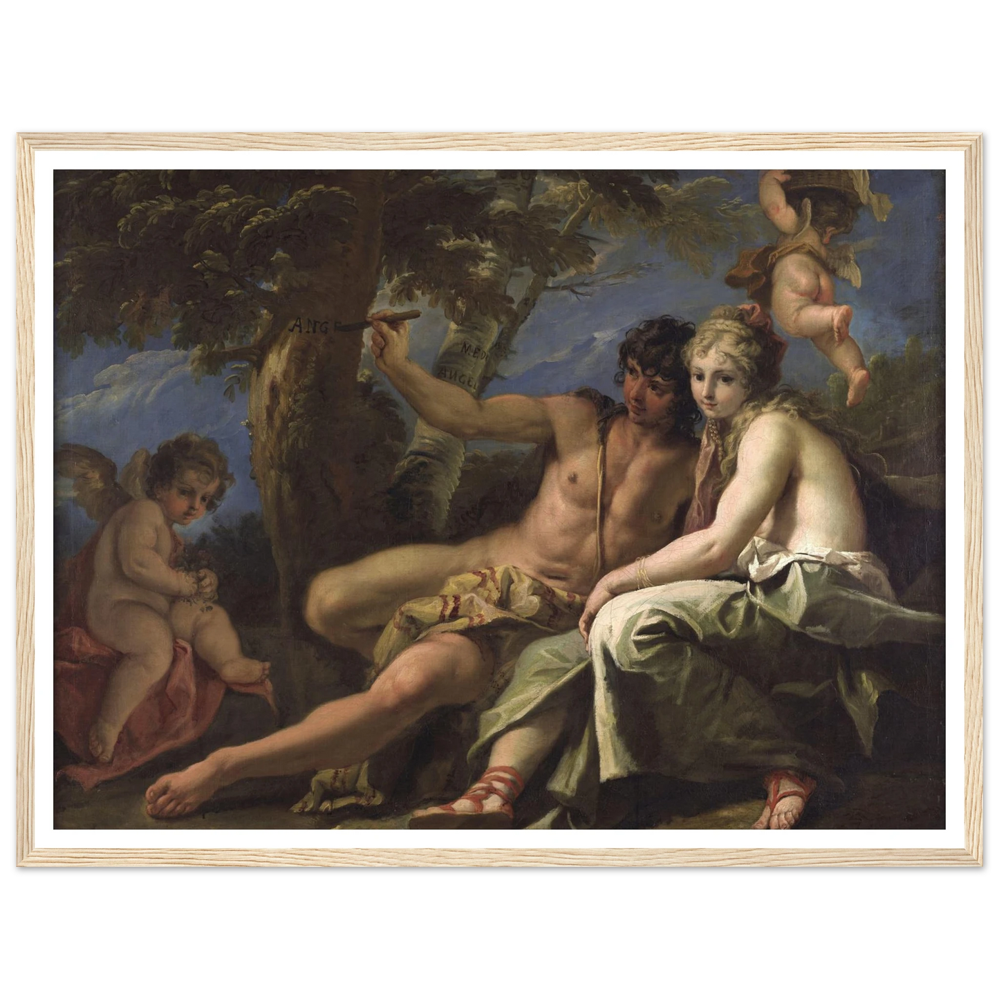 Angelica and Medoro (circa 1716) Art Print | Sebastiano Ricci - Framed Poster - 30x40 cm / 12x16″ - Black frame