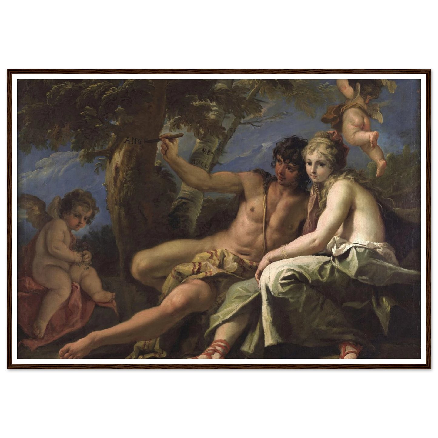 Angelica and Medoro (circa 1716) Art Print | Sebastiano Ricci - Framed Poster - 30x40 cm / 12x16″ - Black frame