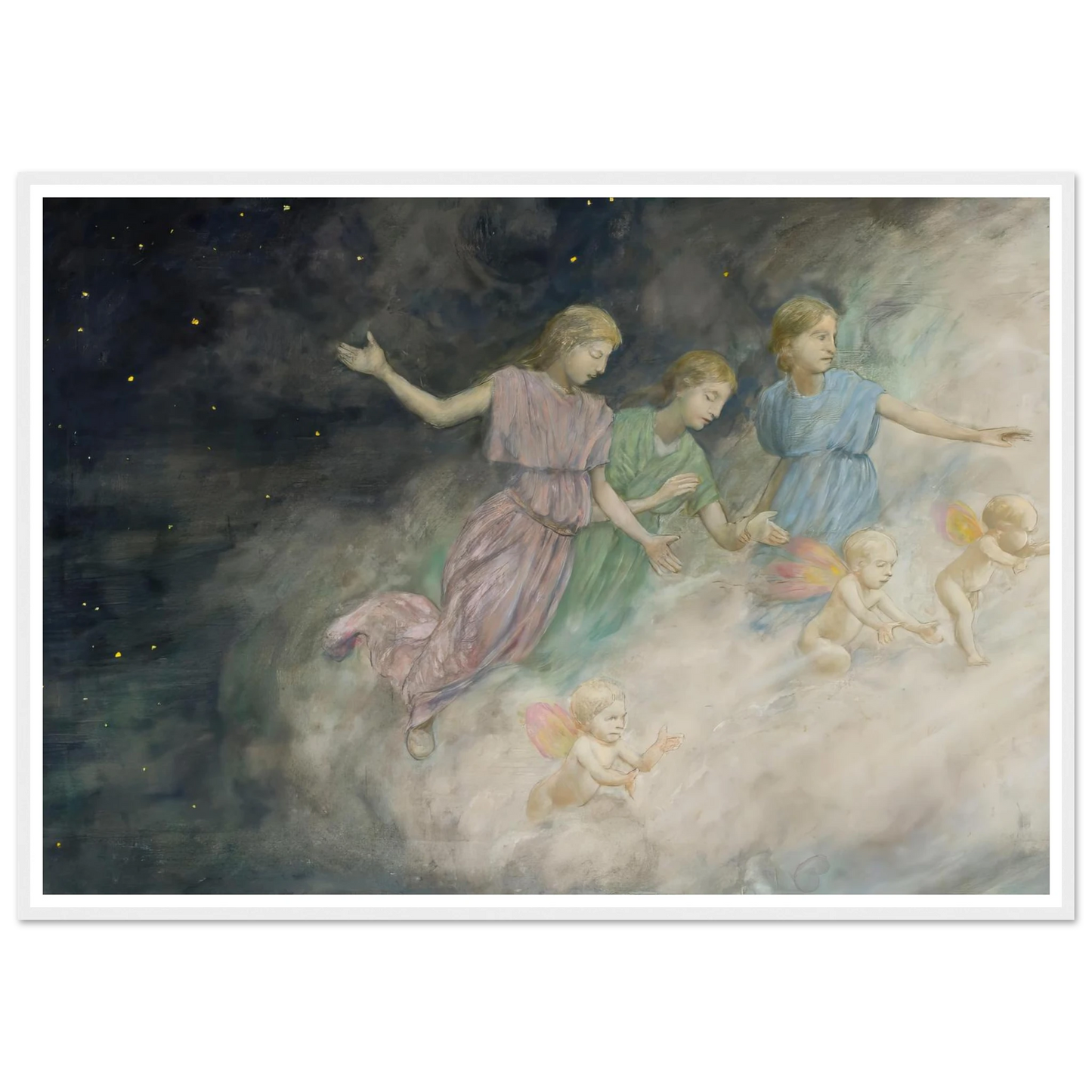 Angels – Annunciation (1906) Art Print | Hans Thoma - Framed Poster - 30x40 cm / 12x16″ - Black frame