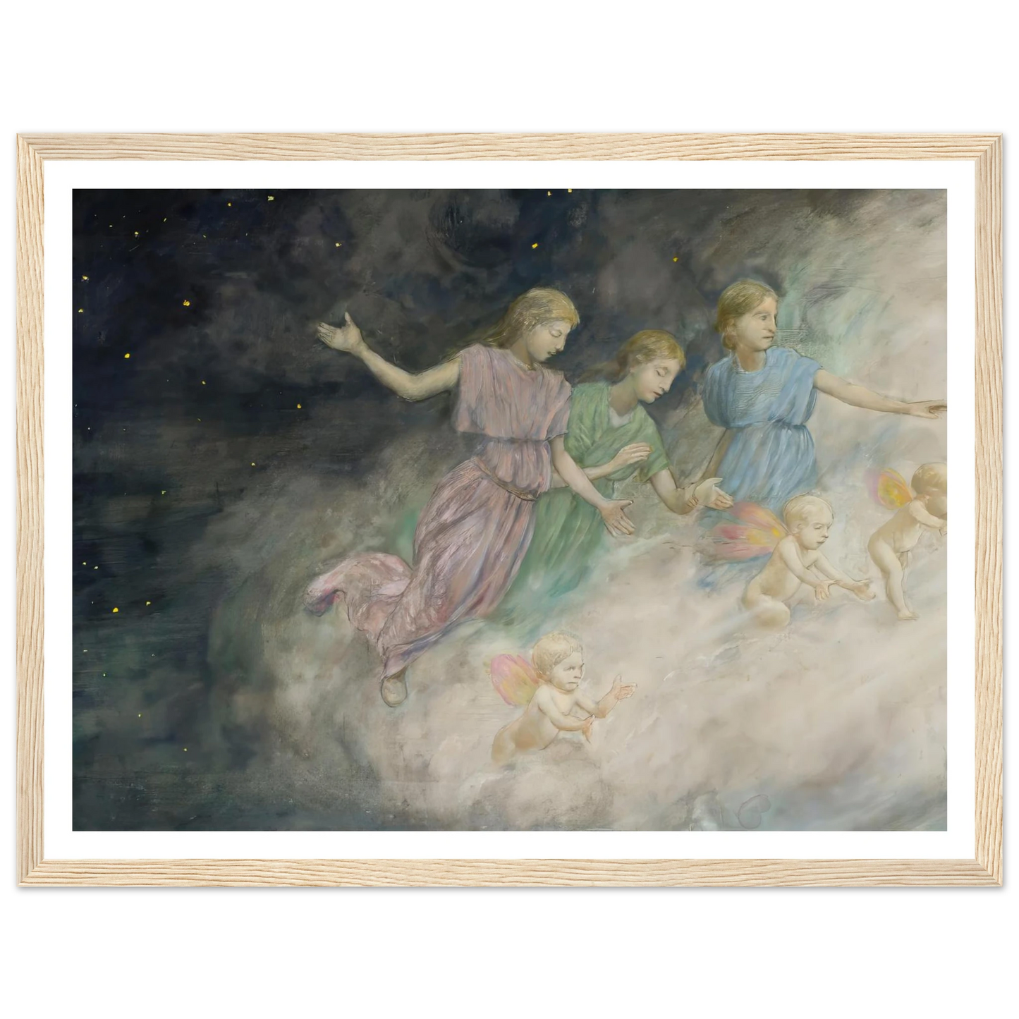Angels – Annunciation (1906) Art Print | Hans Thoma - Framed Poster - 30x40 cm / 12x16″ - Black frame