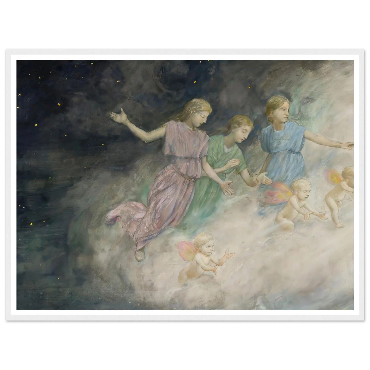 Angels – Annunciation (1906) Art Print | Hans Thoma - Framed Poster - 30x40 cm / 12x16″ - Black frame
