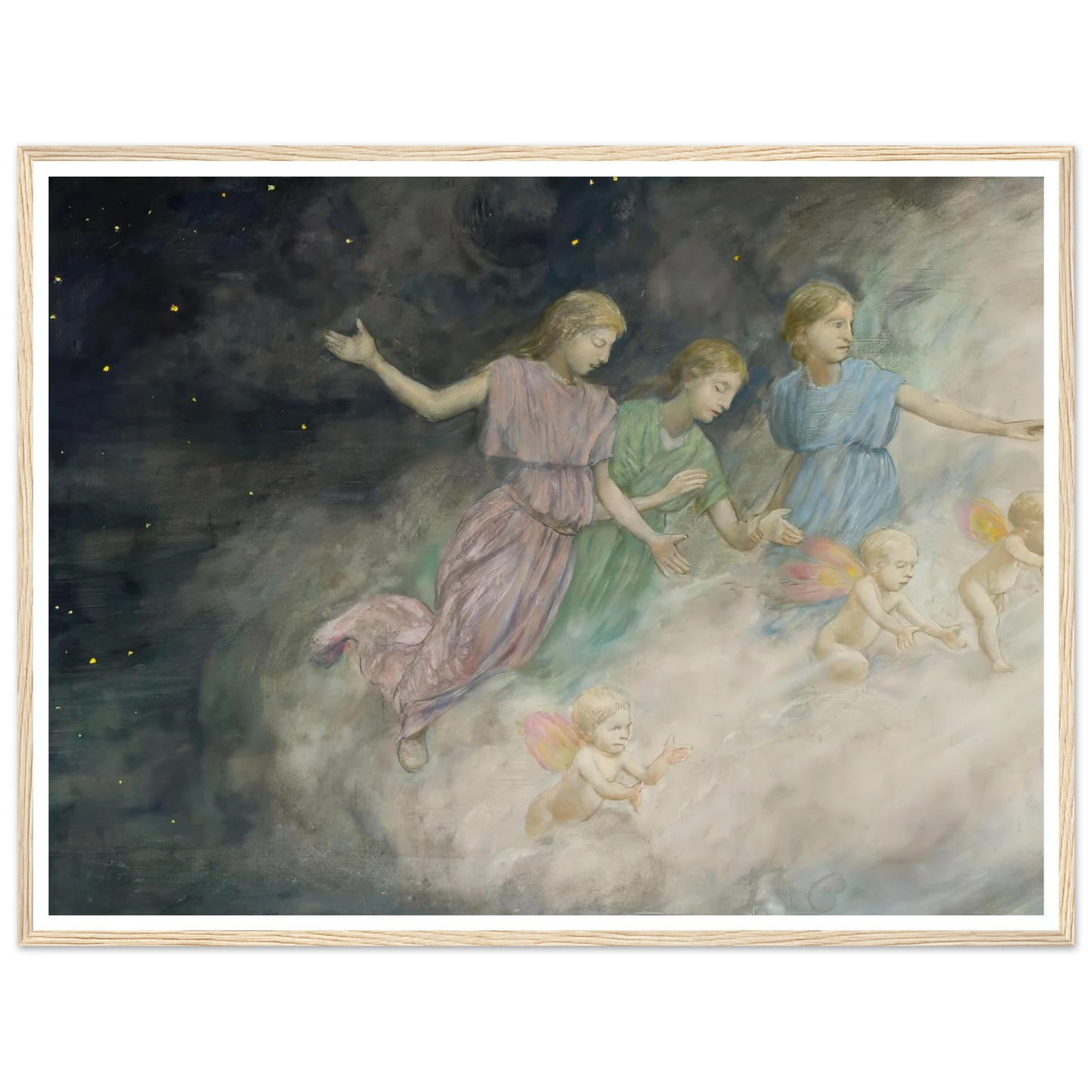 Angels – Annunciation (1906) Art Print | Hans Thoma - Framed Poster - 30x40 cm / 12x16″ - Black frame