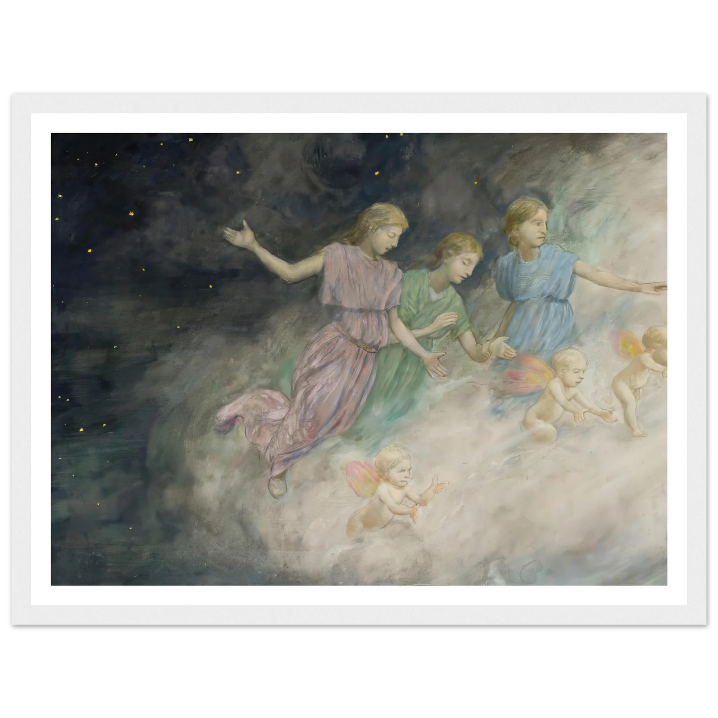 Angels – Annunciation (1906) Art Print | Hans Thoma - Framed Poster - 30x40 cm / 12x16″ - Black frame