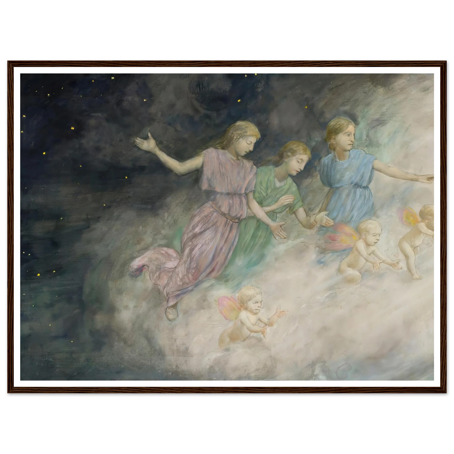 Angels – Annunciation (1906) Art Print | Hans Thoma - Framed Poster - 30x40 cm / 12x16″ - Black frame