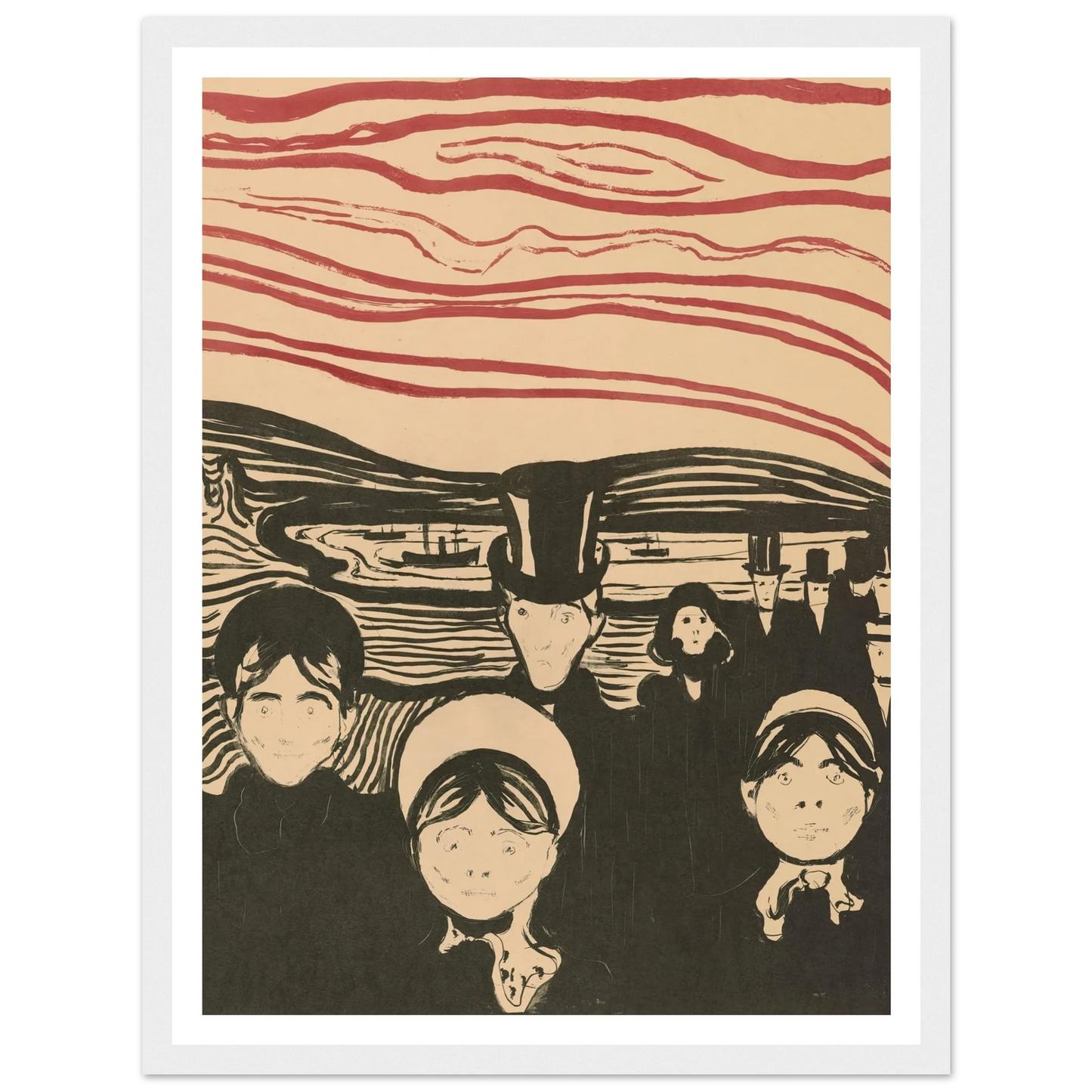 Angst (1896) Art Print | Edvard Munch - Framed Poster - 30x40 cm / 12x16″ - Black frame