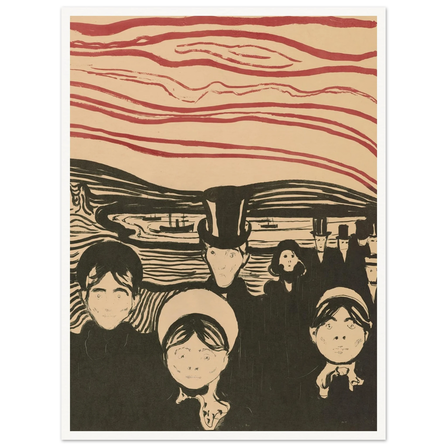 Angst (1896) Art Print | Edvard Munch - Framed Poster - 30x40 cm / 12x16″ - Black frame