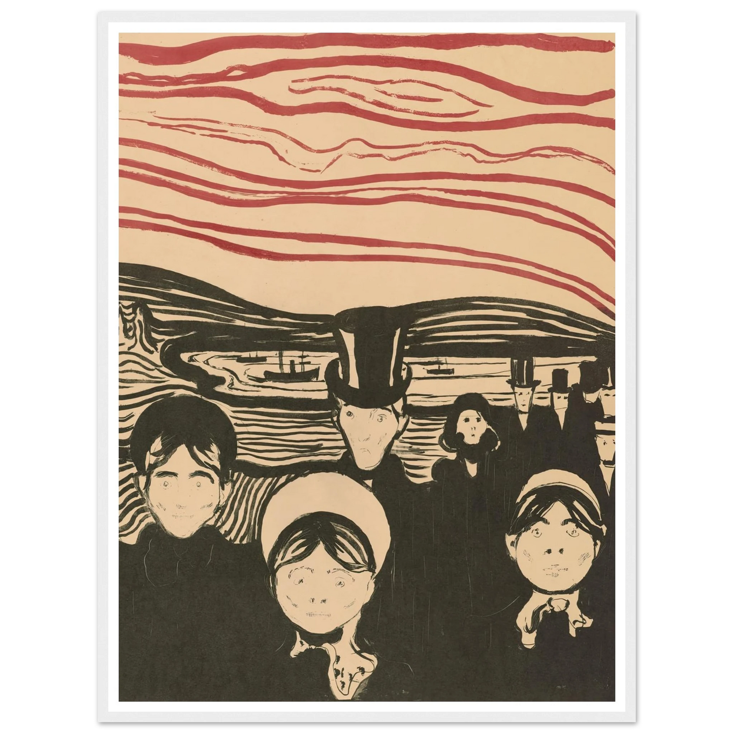 Angst (1896) Art Print | Edvard Munch - Framed Poster - 30x40 cm / 12x16″ - Black frame