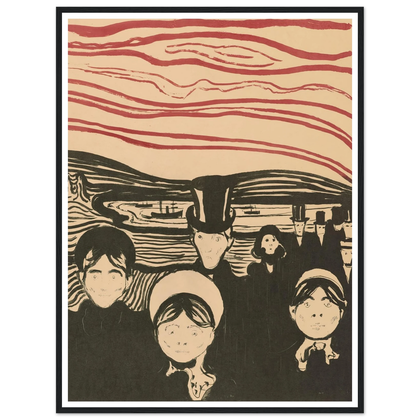 Angst (1896) Art Print | Edvard Munch - Framed Poster - 30x40 cm / 12x16″ - Black frame