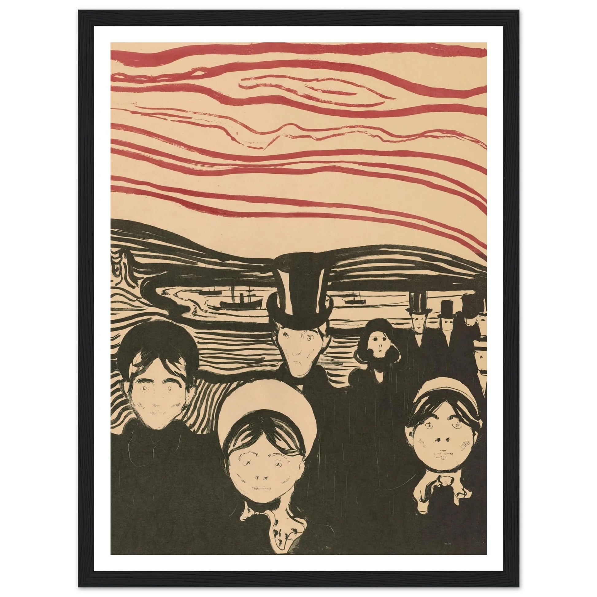 Angst (1896) Art Print | Edvard Munch - Framed Poster - 30x40 cm / 12x16″ - Black frame