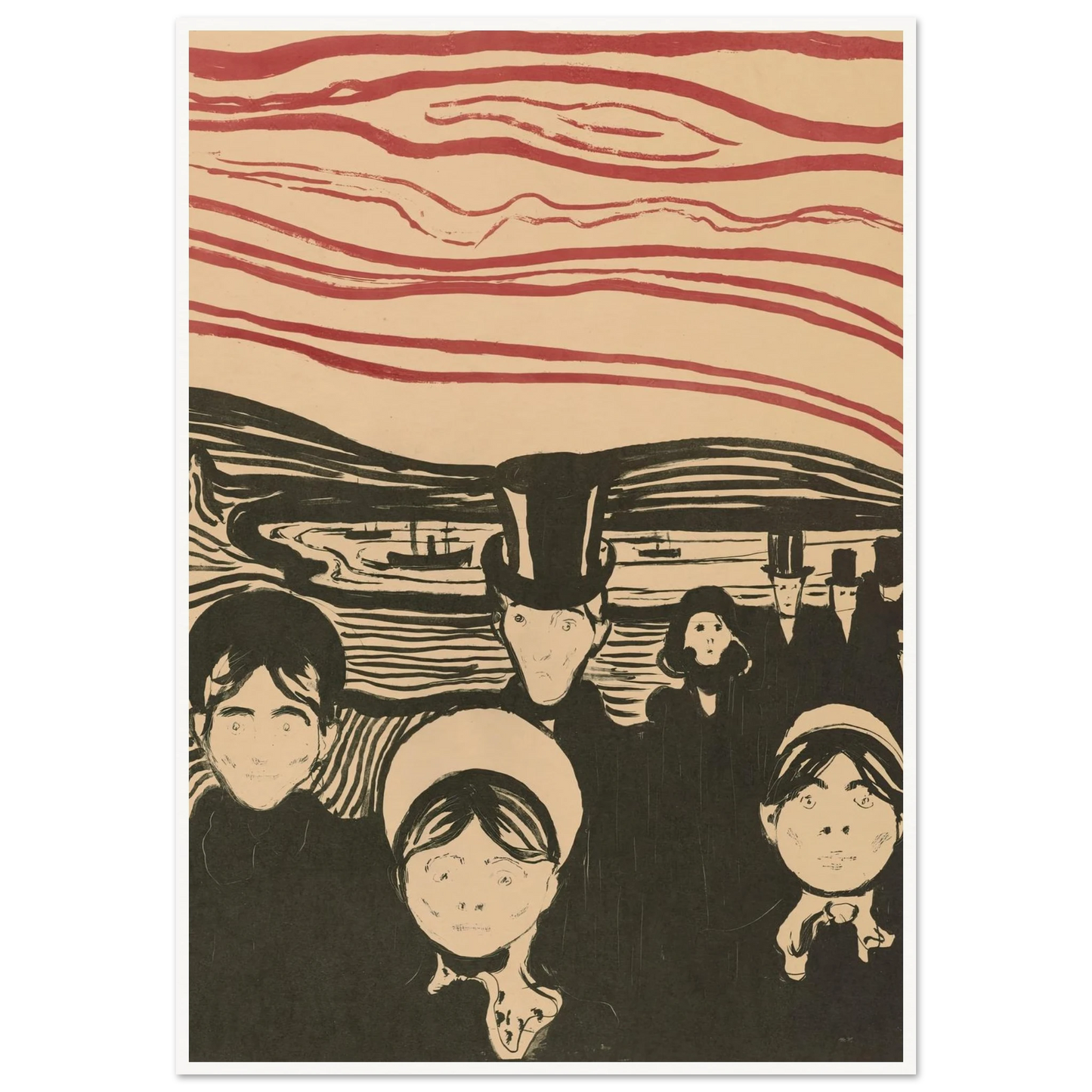 Angst (1896) Art Print | Edvard Munch - Framed Poster - 30x40 cm / 12x16″ - Black frame