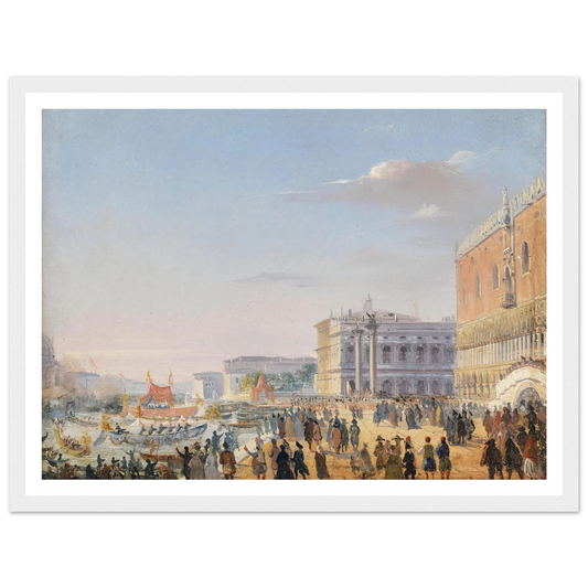 Ankunft Franz Joseph und Elisabeth in Venedig Art Print | Ippolito Caffi - Framed Poster - 30x40 cm / 12x16″ - Black frame