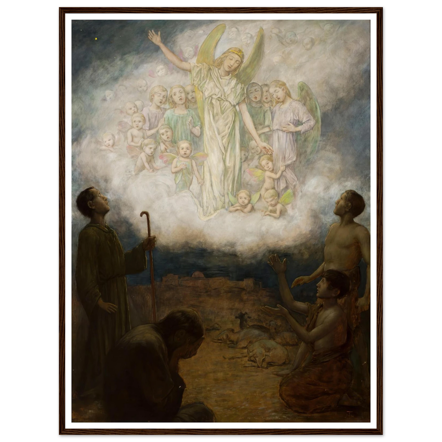 Annunciation to the shepherds (1906) Art Print | Hans Thoma - Framed Poster - 30x40 cm / 12x16″ - Black frame