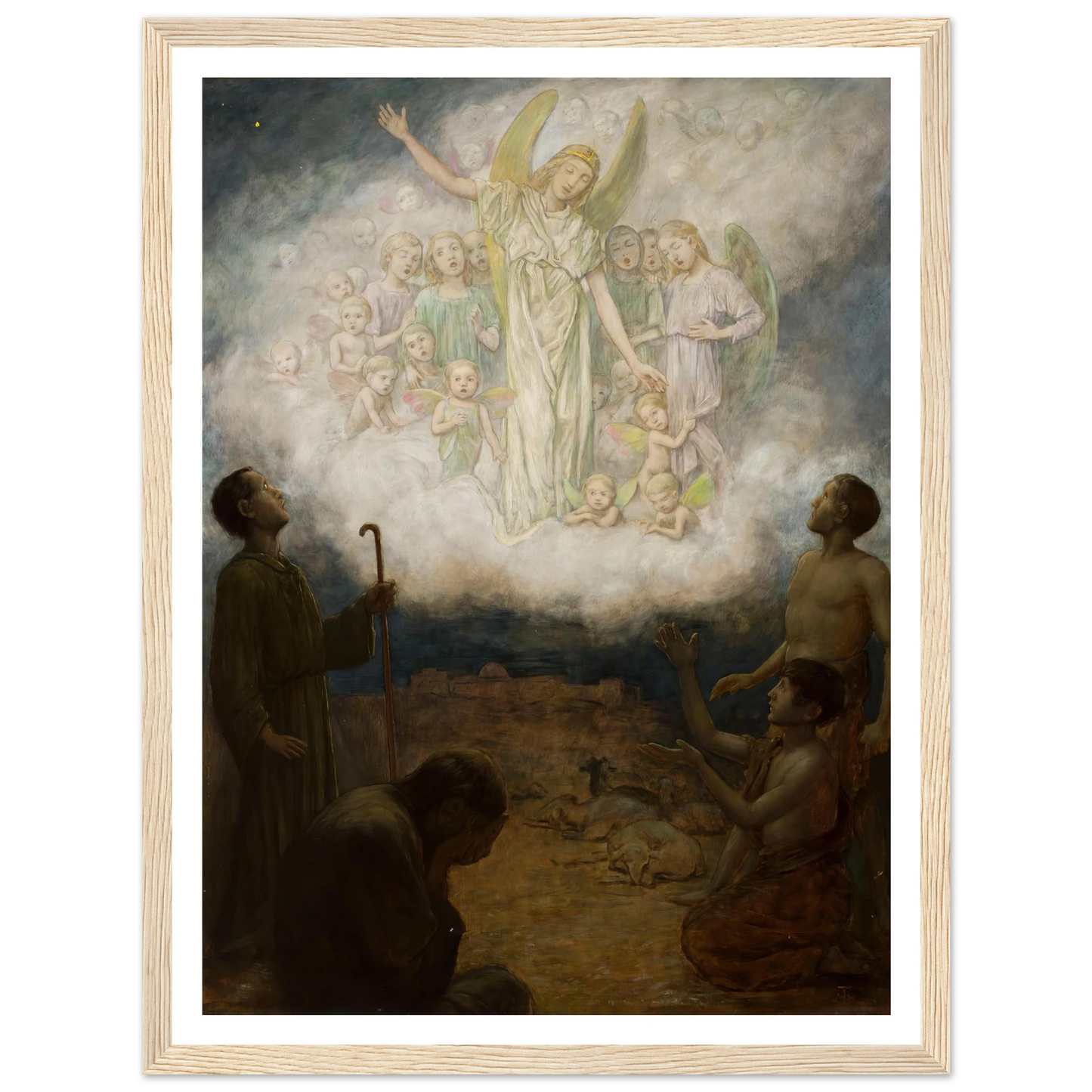Annunciation to the shepherds (1906) Art Print | Hans Thoma - Framed Poster - 30x40 cm / 12x16″ - Black frame