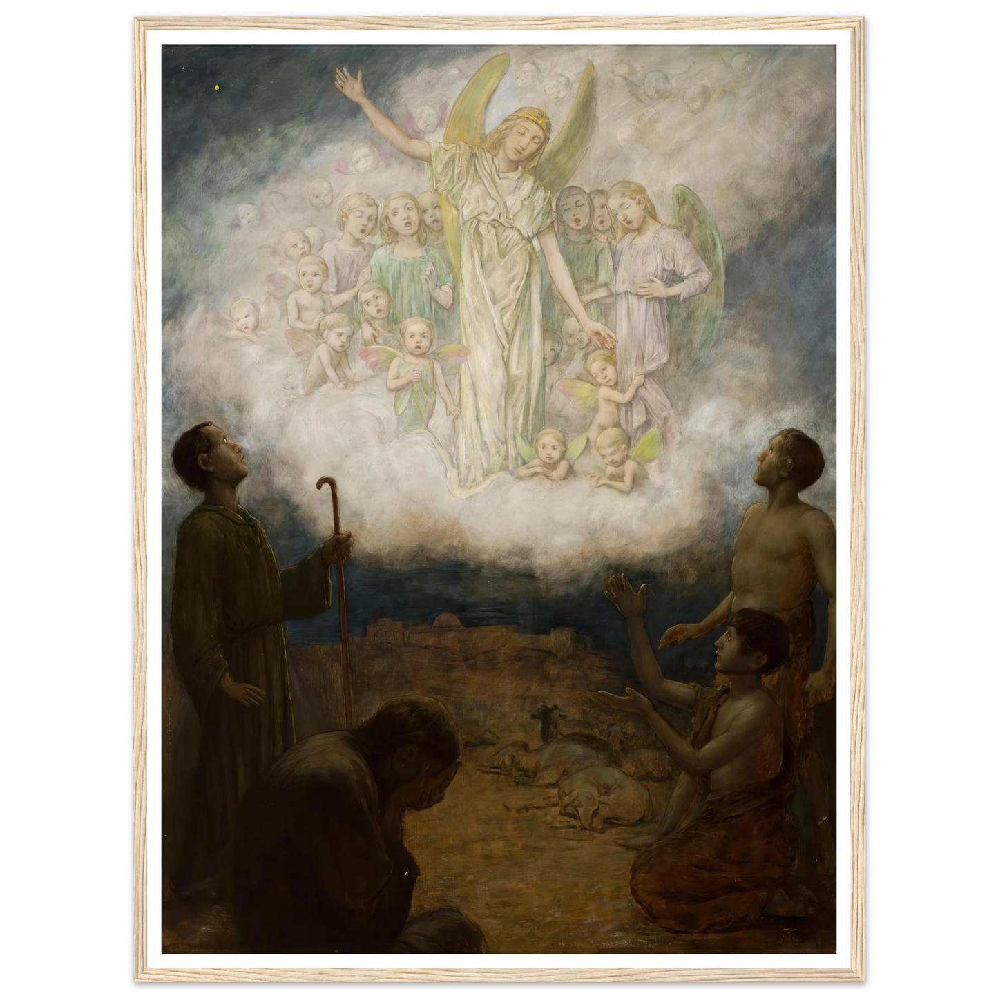 Annunciation to the shepherds (1906) Art Print | Hans Thoma - Framed Poster - 30x40 cm / 12x16″ - Black frame