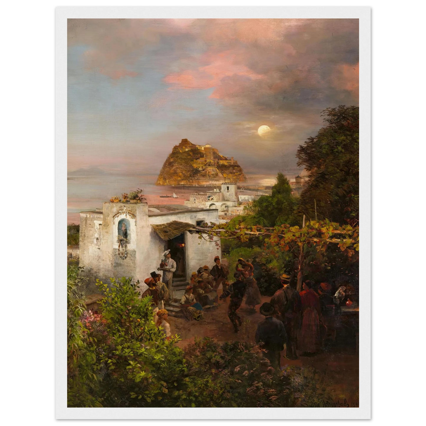Ansicht von Ischia (1894) Art Print | Oswald Achenbach - Framed Poster - 30x40 cm / 12x16″ - Black frame