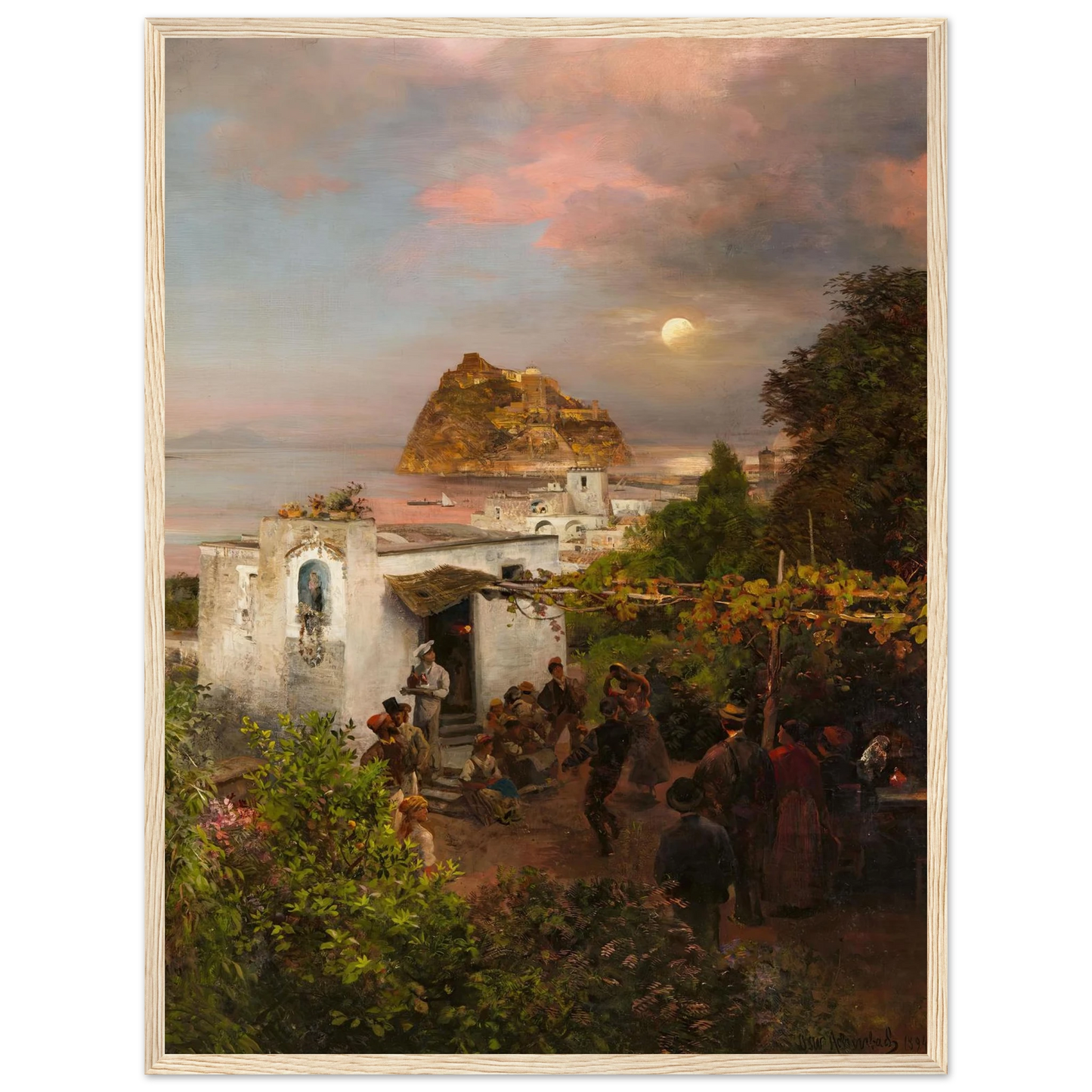 Ansicht von Ischia (1894) Art Print | Oswald Achenbach - Framed Poster - 30x40 cm / 12x16″ - Black frame