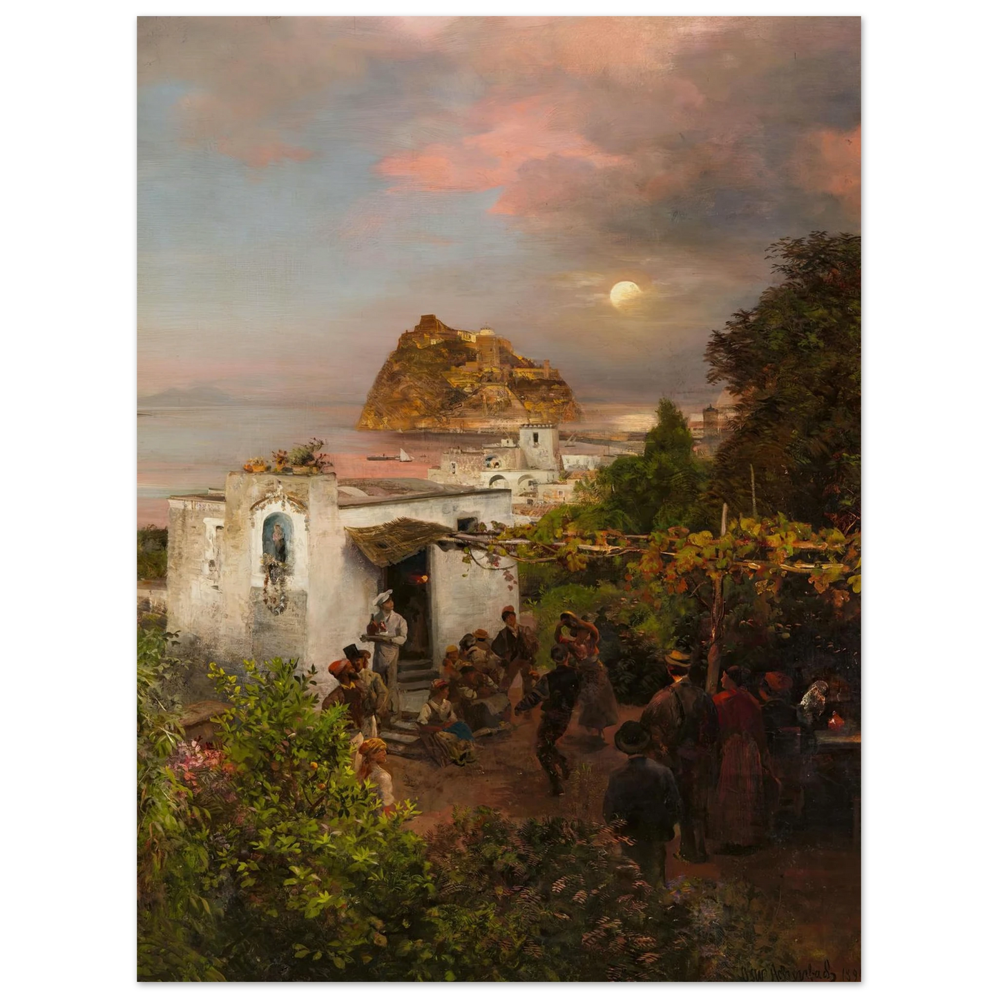 Ansicht von Ischia (1894) Art Print | Oswald Achenbach - Framed Poster - 30x40 cm / 12x16″ - Black frame