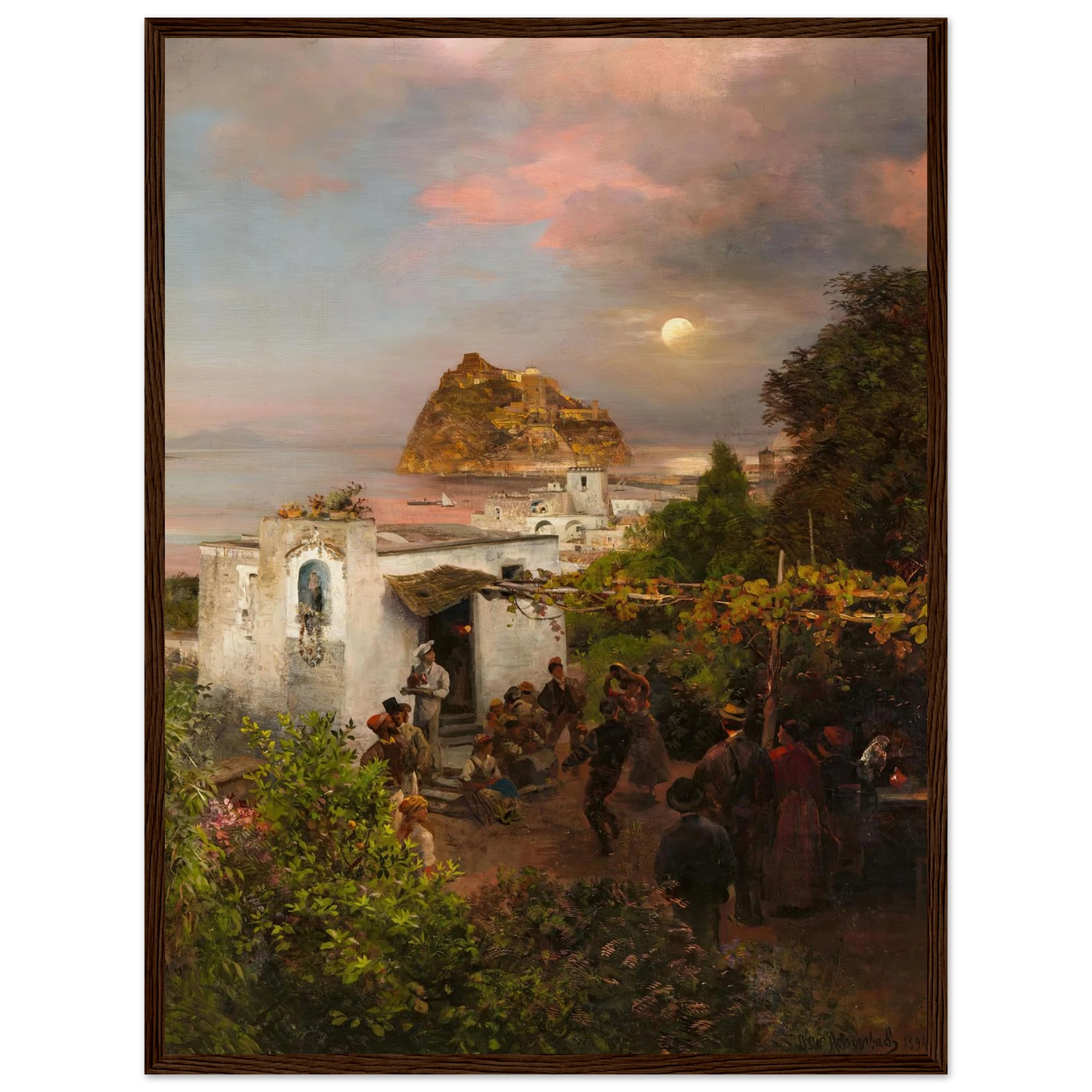 Ansicht von Ischia (1894) Art Print | Oswald Achenbach - Framed Poster - 30x40 cm / 12x16″ - Black frame
