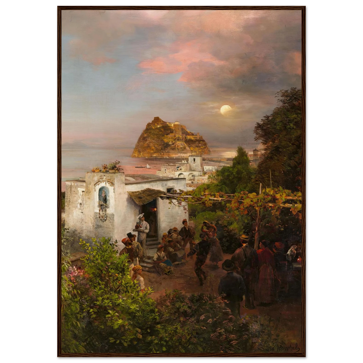 Ansicht von Ischia (1894) Art Print | Oswald Achenbach - Framed Poster - 30x40 cm / 12x16″ - Black frame