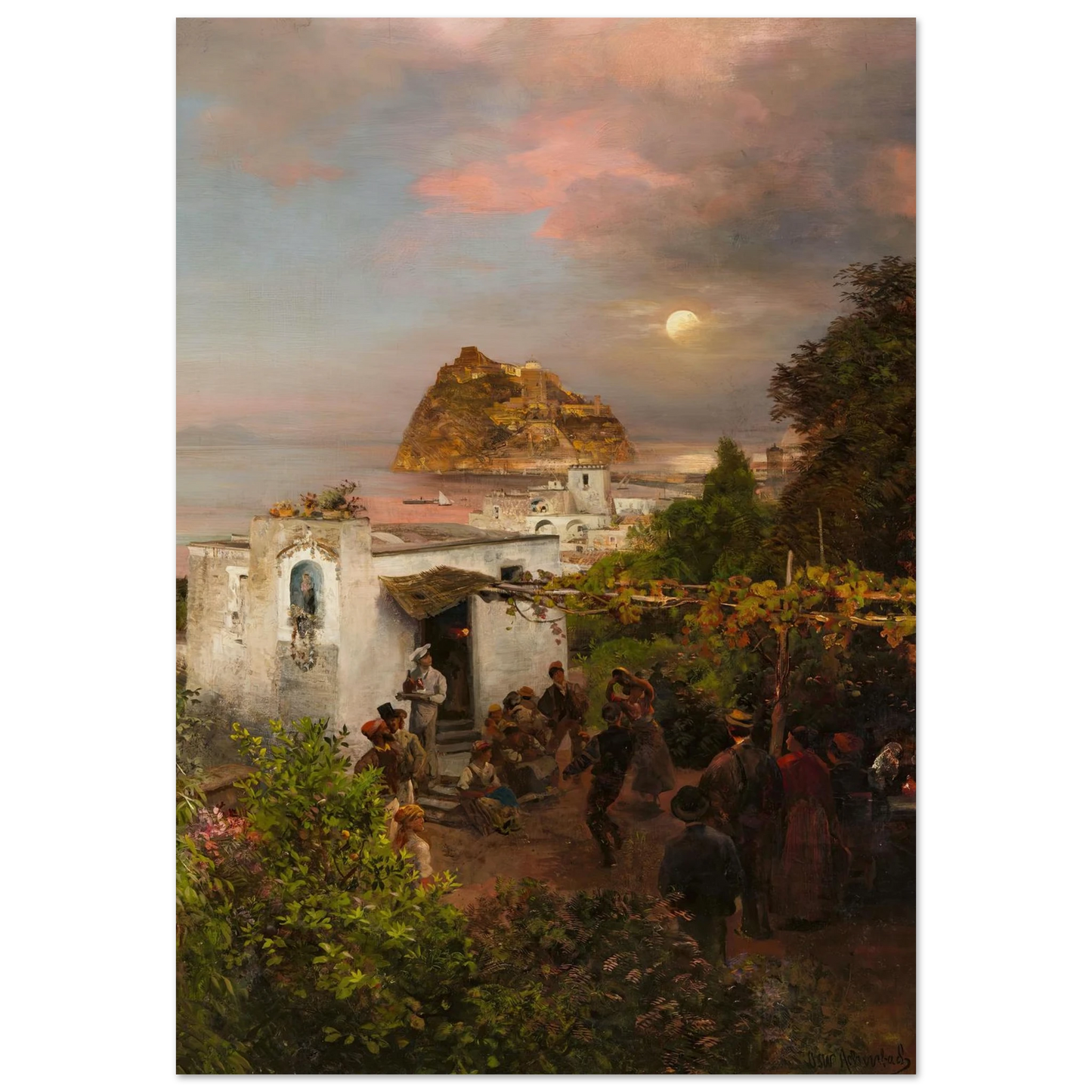 Ansicht von Ischia (1894) Art Print | Oswald Achenbach - Framed Poster - 30x40 cm / 12x16″ - Black frame