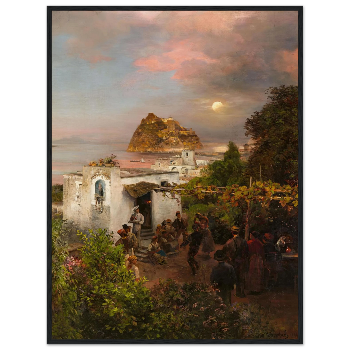 Ansicht von Ischia (1894) Art Print | Oswald Achenbach - Framed Poster - 30x40 cm / 12x16″ - Black frame